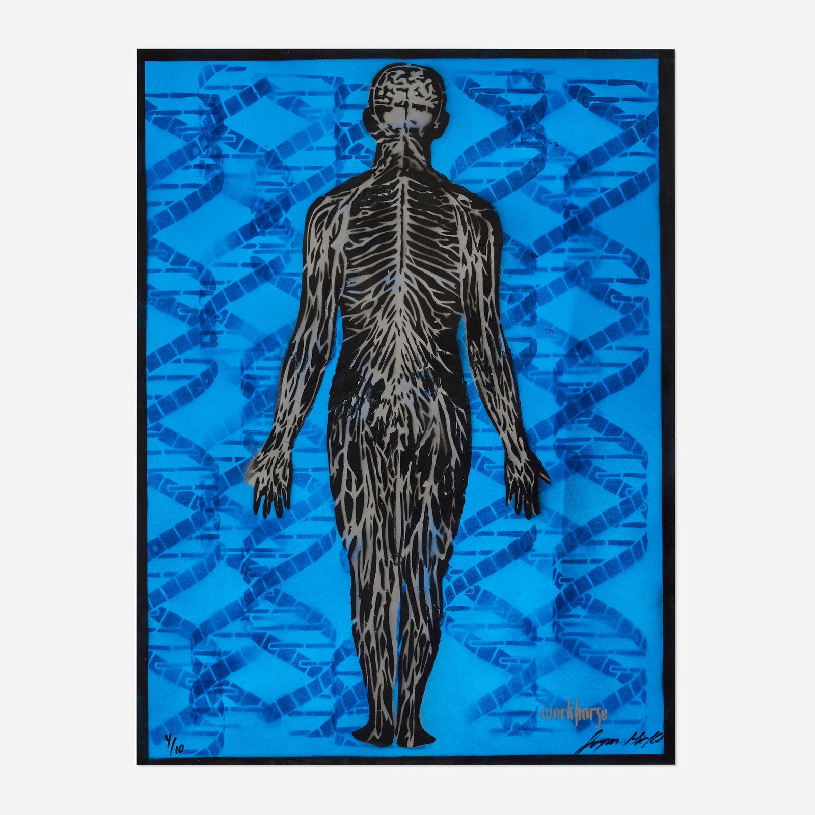 Logan Hicks, Untitled: Logan Hicks Untitled 1999 stencil on paper 24 h x 18 w in (61 x 46 cm) Signed and dated to lower edge '4/10 Logan Hicks'. This work is number 4 from the edition of 10. This work will ship from