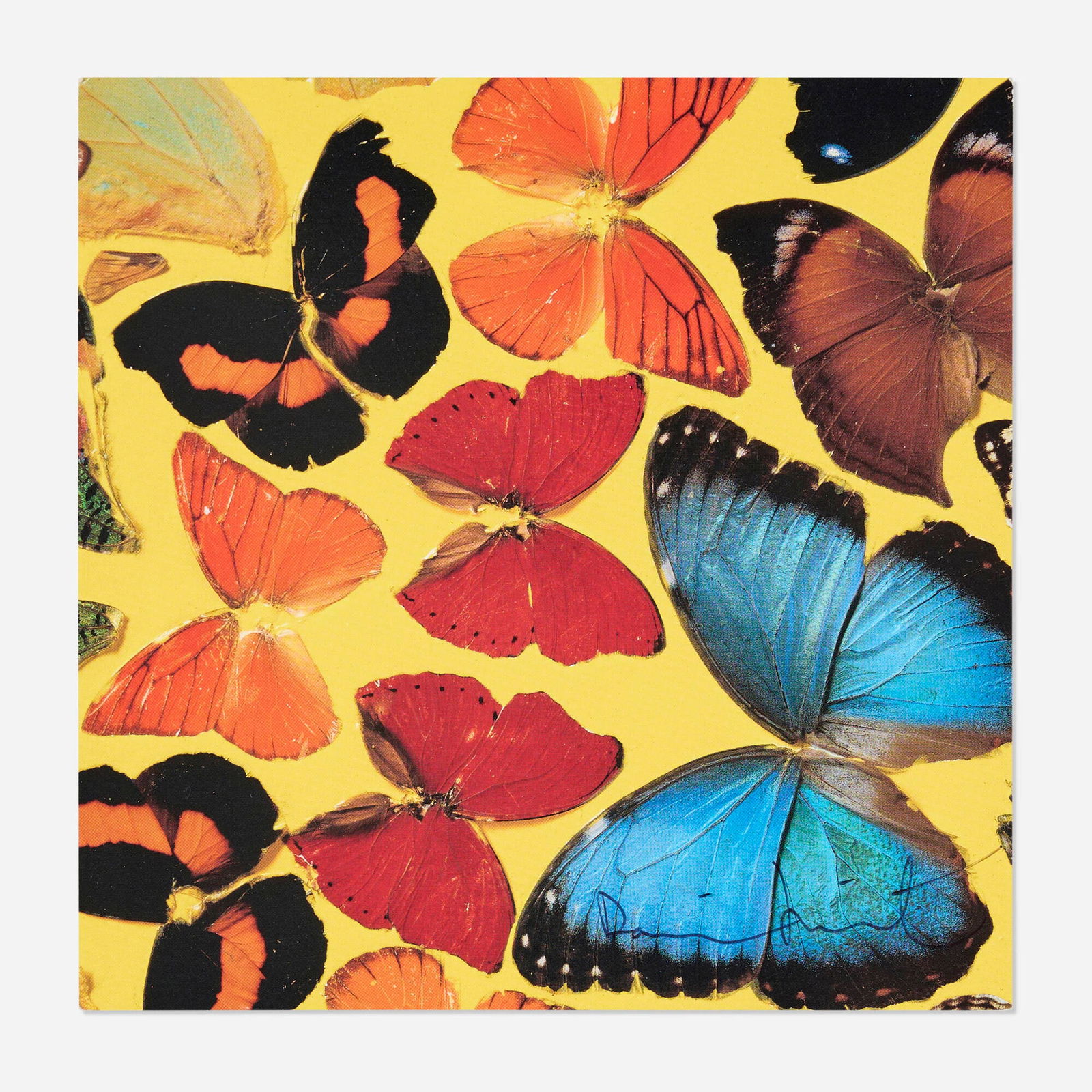 Damien Hirst, Gagosian Gallery exhibition mailer: Damien Hirst Gagosian Gallery exhibition mailer 2007 offset lithograph in colors on card 7.125 h x 7.125 w in (18 x 18 cm) Signed to lower right 'Damien Hirst'. This work was published for the