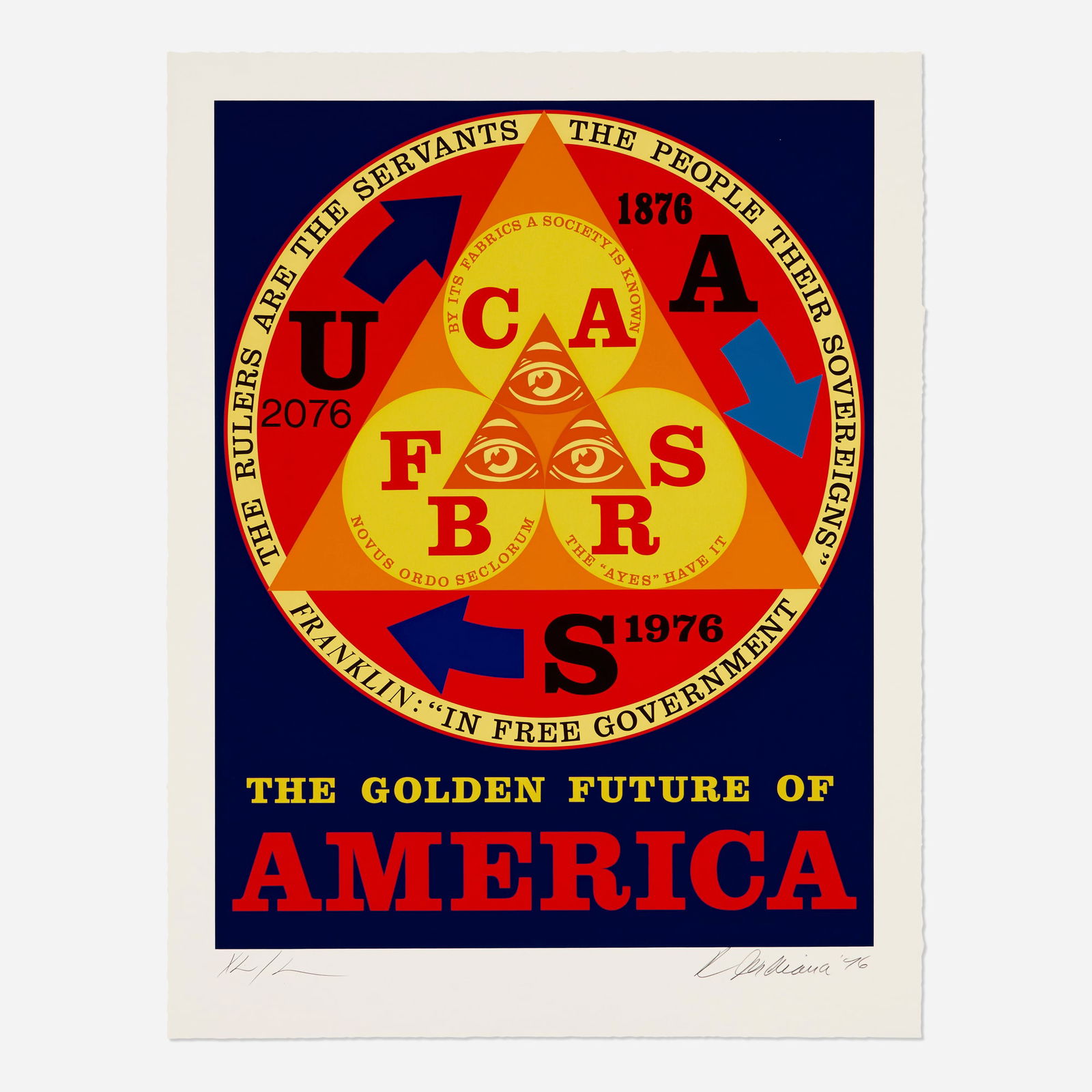 Robert Indiana, The Golden Future of America (from the An American Portrait 1776-1976 portfolio) (1 of 2)