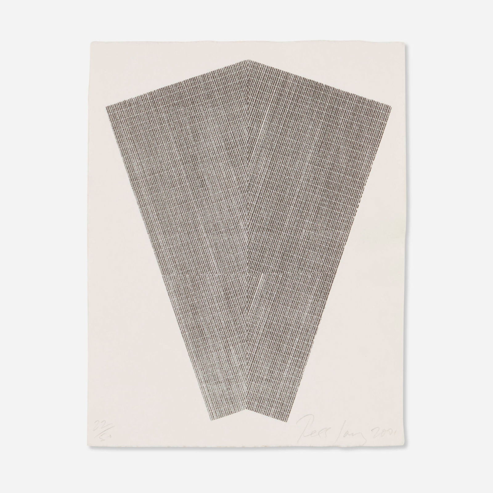 Tess Jaray, The smell of my writing paper puts me in mind of the woodshavings in my grandfather's: Tess Jaray The smell of my writing paper puts me in mind of the woodshavings in my grandfather's coffin 2001 screenprint 7.5 h x 5.75 w in (19 x 15 cm) Signed, dated and numbered to lower edge