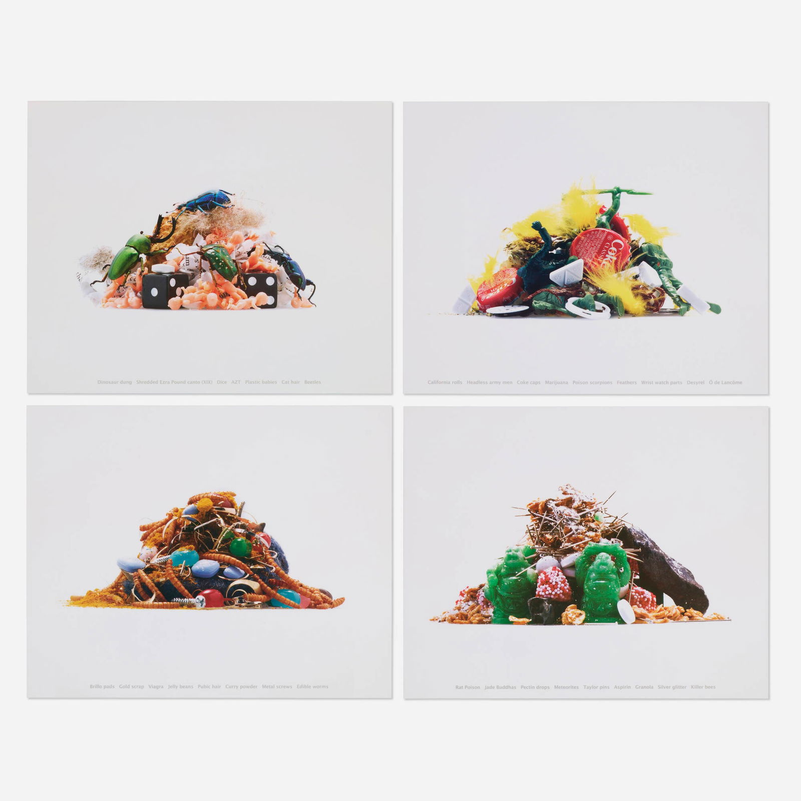 Vik Muniz, Mounds (Placemats): Vik Muniz Mounds (Placemats) 2005 laminated offset lithograph in colors each: 12.5 h x 15.5 w in (32 x 39 cm) Signed and numbered to label to verso '176/200 Vik Muniz'. This complete set of four