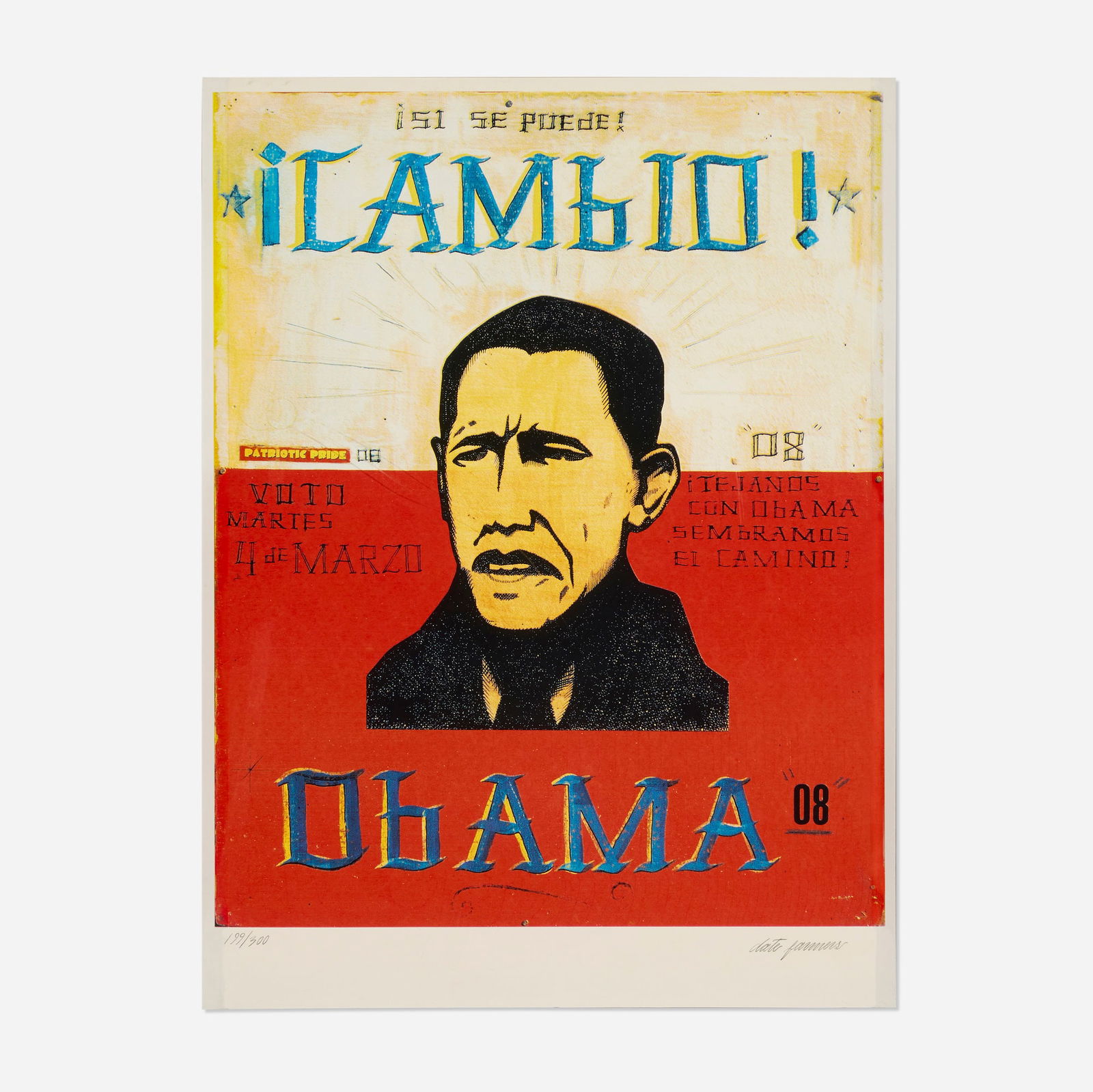 The Date Farmers (Armando Lerma and Carlos Ramirez), Obama / Cambio: The Date Farmers (Armando Lerma and Carlos Ramirez) Obama / Cambio 2008 screenprint in colors sight: 23.5 h x 17.5 w in (60 x 44 cm) Signed and numbered to lower edge '199/300 date farmers'. This