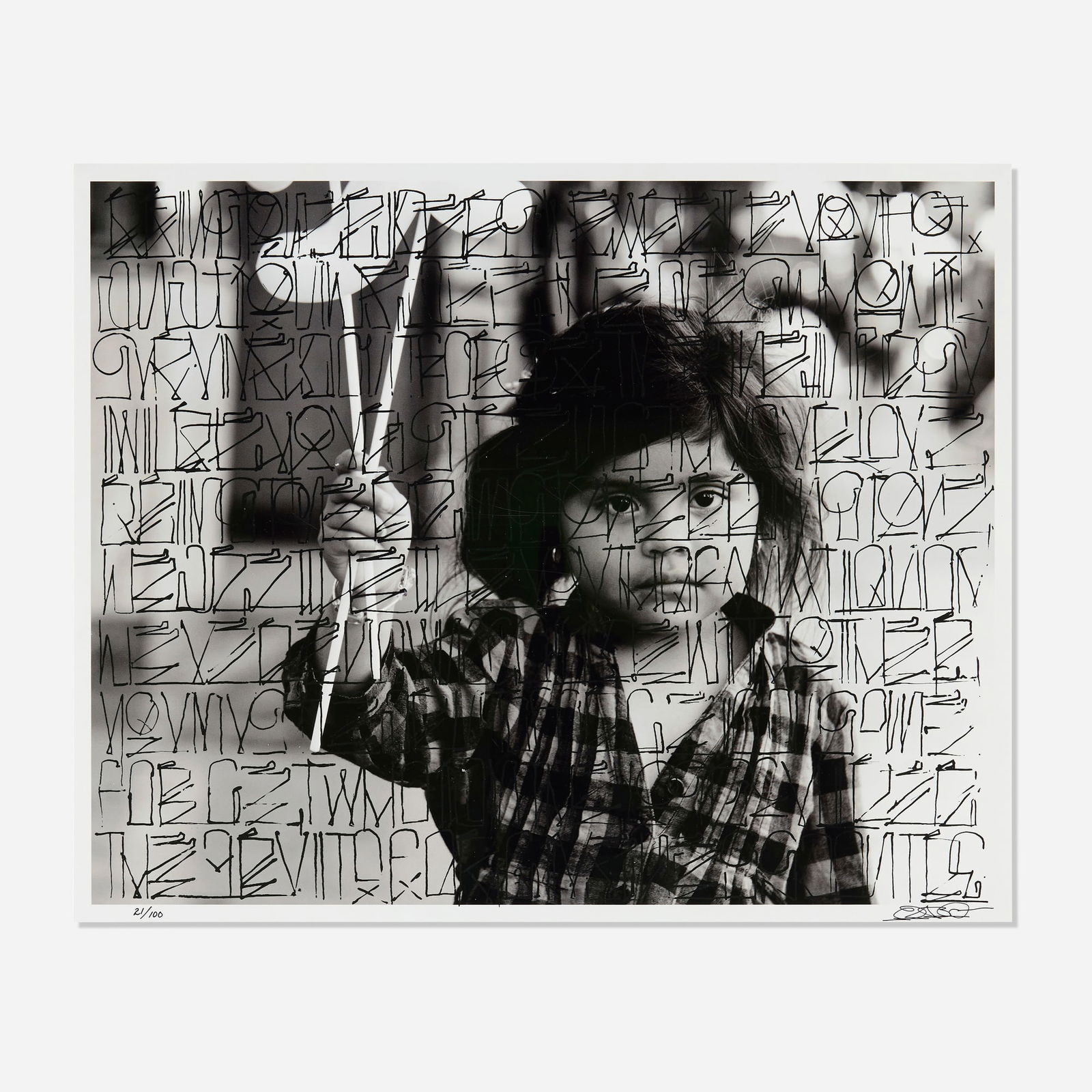 RETNA (Marquis Lewis), Future In Her Eyes: RETNA (Marquis Lewis) Future In Her Eyes 2010 screenprint and archival pigment print image: 15.25 h x 19 w in (39 x 48 cm) sheet: 26 h x 19.875 w in (66 x 50 cm) Signed and numbered to lower edge