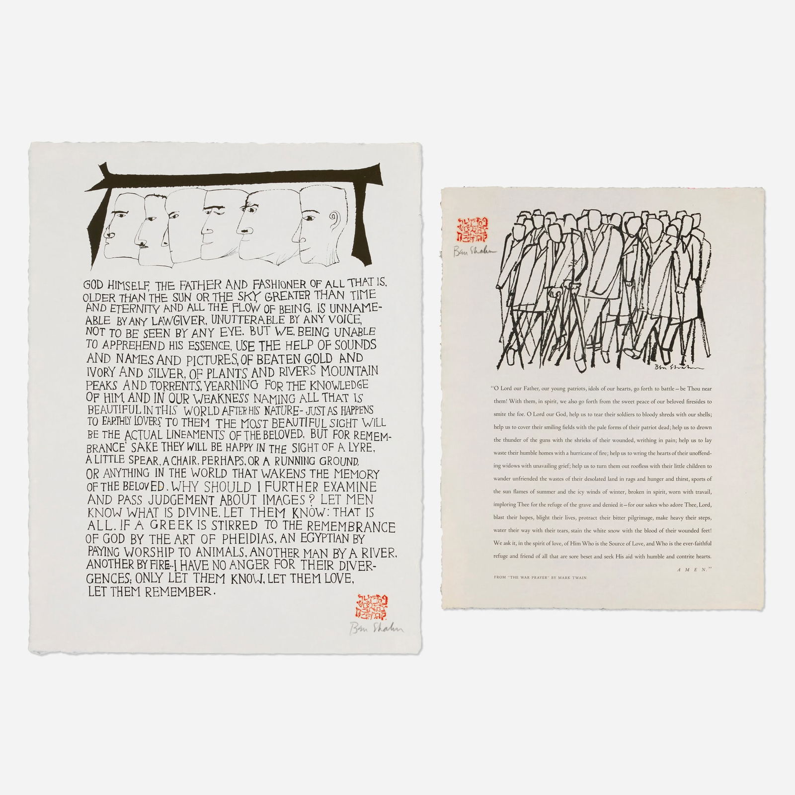 Ben Shahn, Untitled (from the War Prayer for Mark Twain); Closing Paragraph of a Dissertation VII (1 of 1)