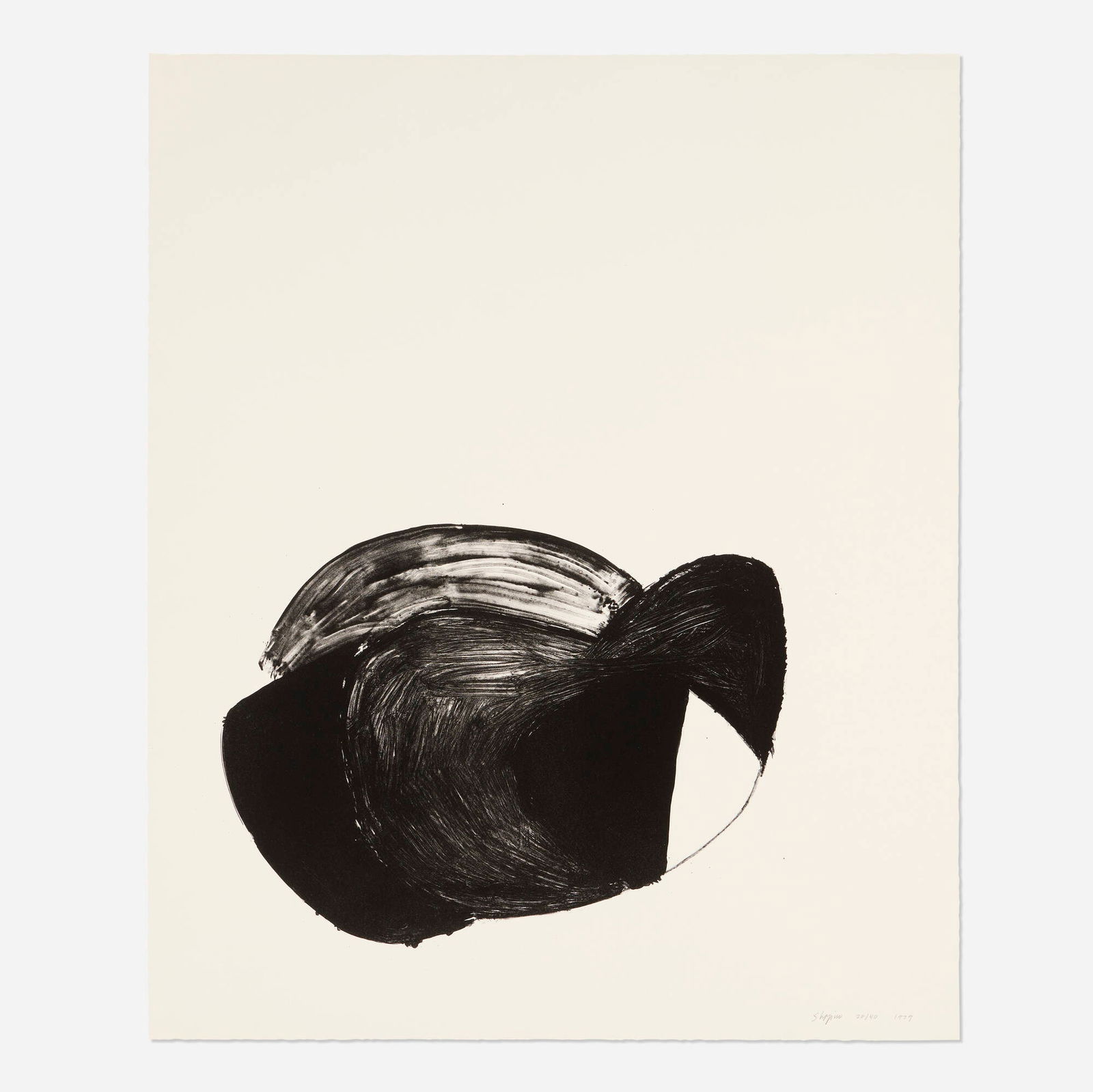 Joel Shapiro, Untitled: Joel Shapiro Untitled 1979 lithograph on Arches 36 h x 29.5 w in (91 x 75 cm) Signed, dated and numbered to lower right 'Shapiro 20/40 1979'. This work is number 20 from the edition of 40 printed