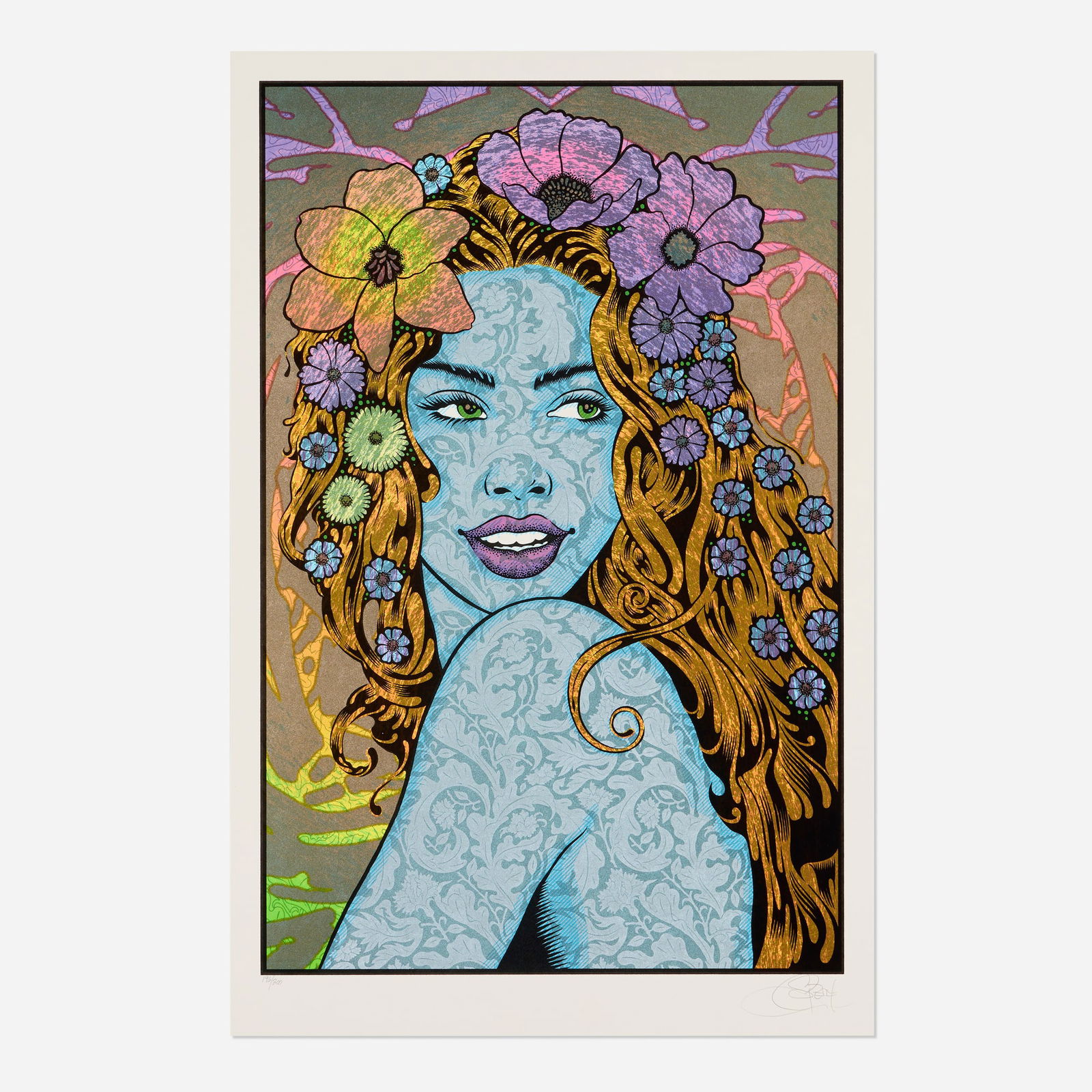 Chuck Sperry, Syrinx: Chuck Sperry Syrinx 2022 screenprint in colors image: 29 h x 19 w in (74 x 48 cm) sheet: 32 h x 21 w in (81 x 53 cm) Signed and numbered '196/300 Chuck Sperry'. This work is number 196 from the