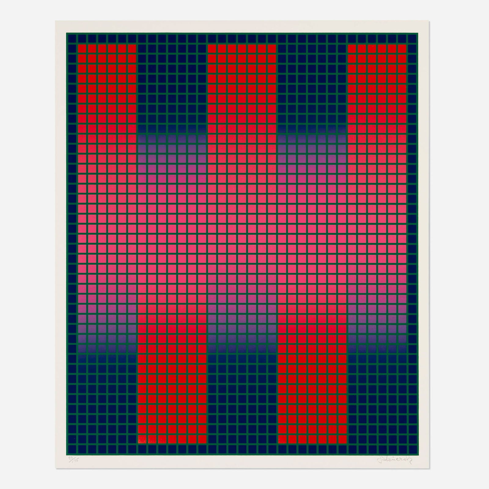 Julian Stanczak, Trespass: Julian Stanczak Trespass 1979 screenprint in colors image: 25.25 h x 21.125 w in (64 x 54 cm) sheet: 26.75 h x 22.375 w in (68 x 57 cm) Signed and numbered to lower edge '97/175 J Stanczak'.