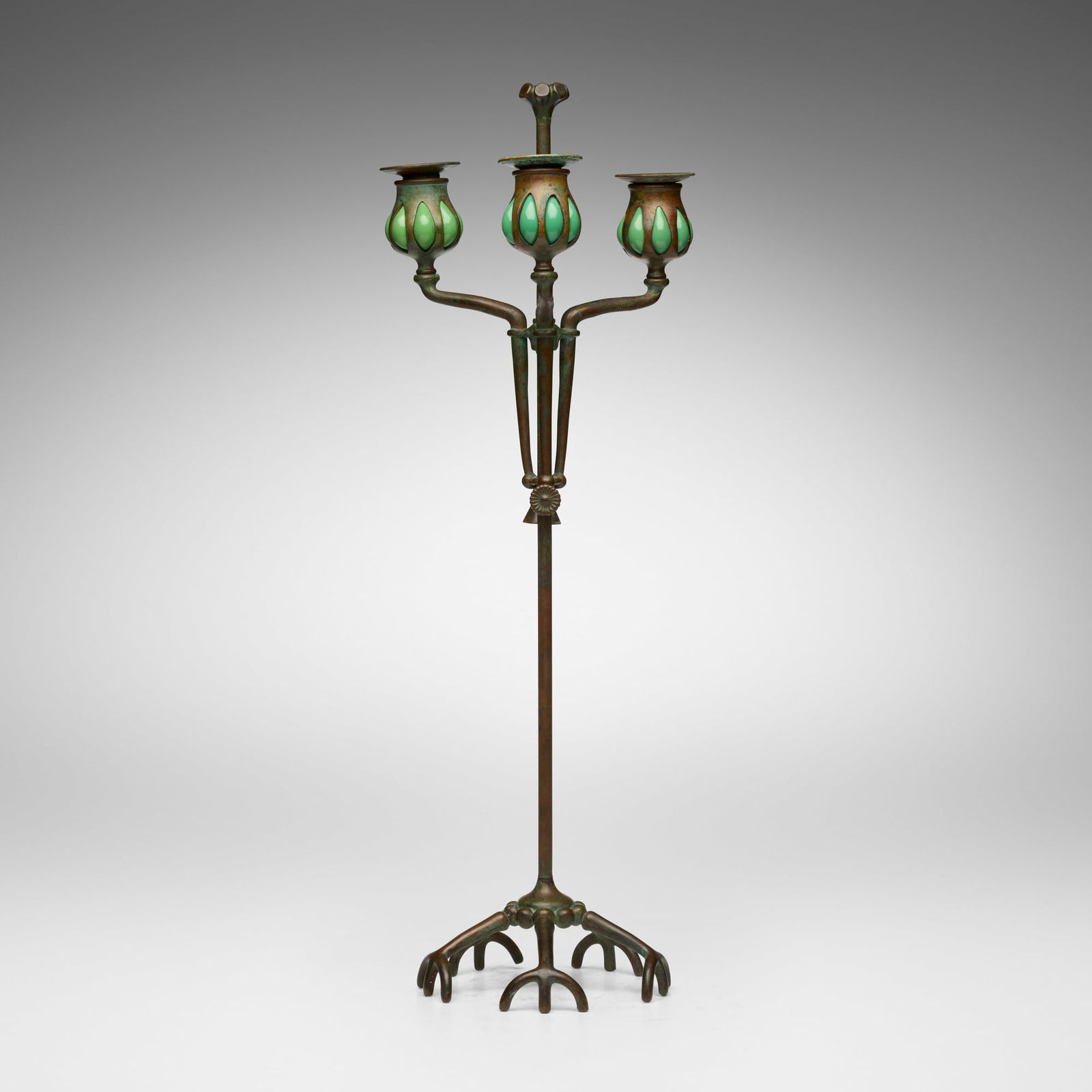 Tiffany Studios, Adjustable three-light candelabrum with snuffer (1 of 5)