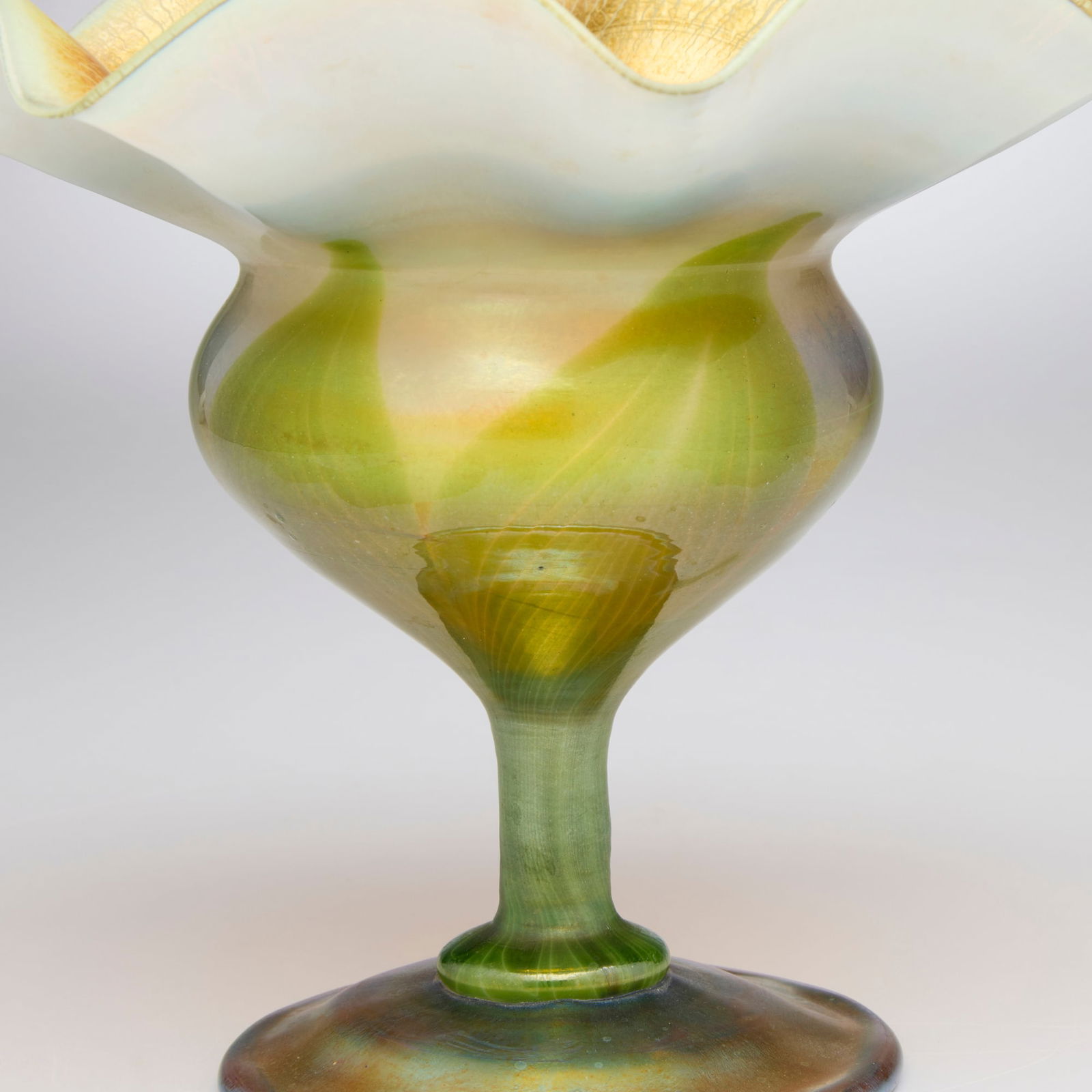Tiffany Studios, Ruffled pulled-feather compote - 3