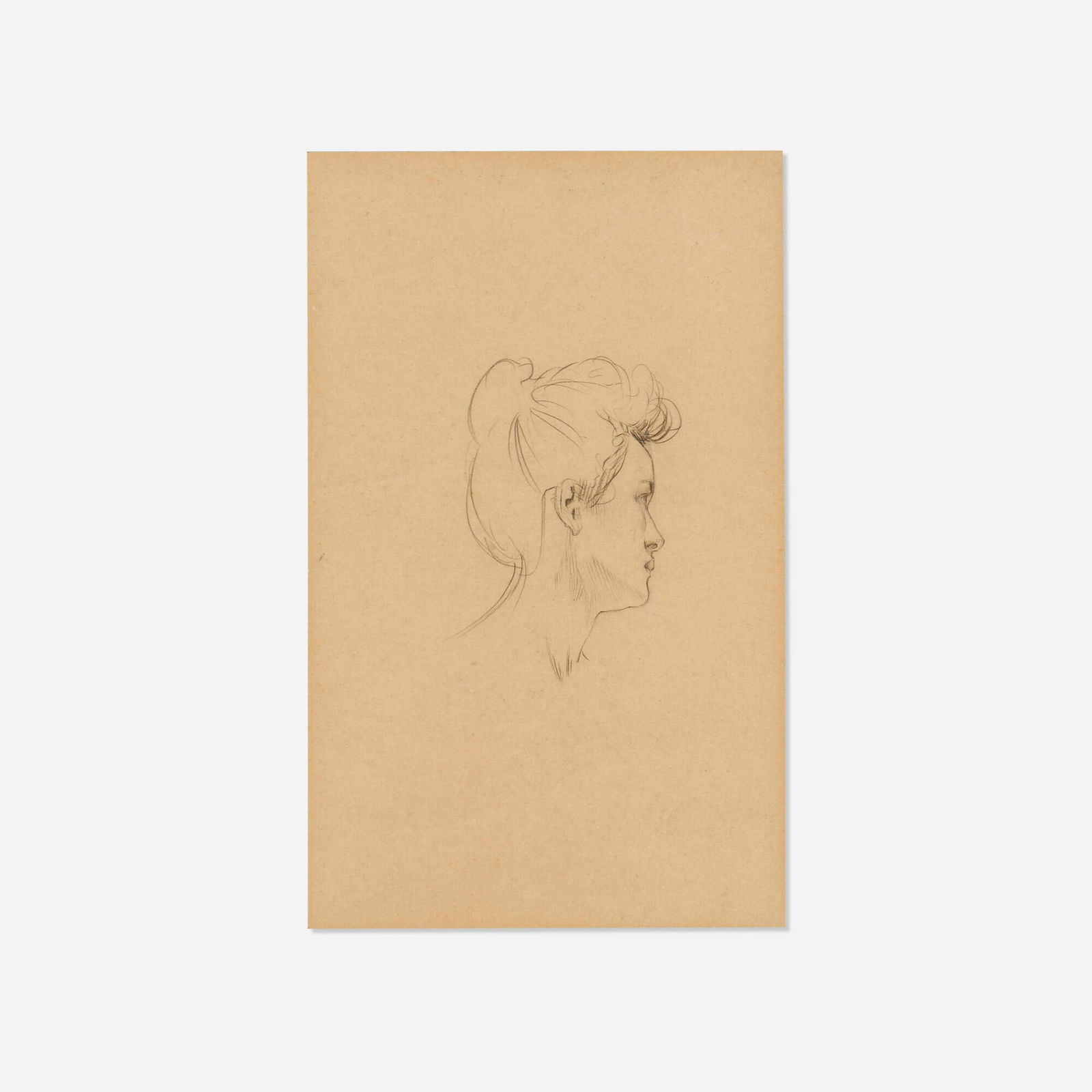 Alphonse Mucha, Head of a Woman in Profile: Alphonse Mucha Head of a Woman in Profile graphite on paper 12 h x 8.5 w in (30 x 22 cm) This work has been submitted to the Mucha Foundation for review. Provenance: Piccadilly Gallery, London |