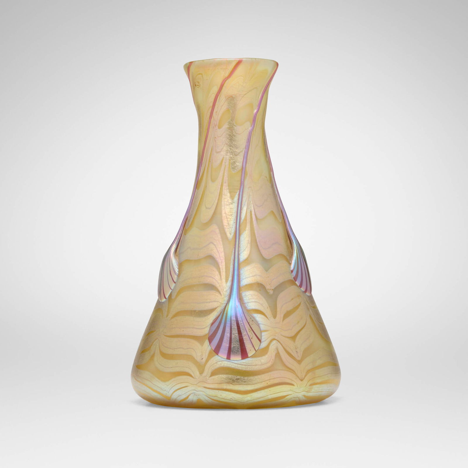 Loetz, Phanomen vase (Gre 1/4): Loetz Phanomen vase (Gre 1/4) Austria, c. 1900 hand-blown glass 8.75 h x 5.5 dia in (22 x 14 cm) Etched manufacturer's mark to underside 'Loetz Austria'. Literature: Loetz Bohemian Glass