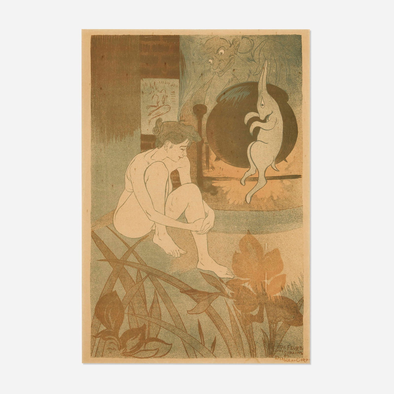 Georges de Feure, Friends of the Devil in the Flesh: Georges de Feure Friends of the Devil in the Flesh 1893 lithograph in colors image: 17.5 h x 11.625 w in (44 x 30 cm) sheet: 18.125 h x 12.5 w in (46 x 32 cm) This work will ship from