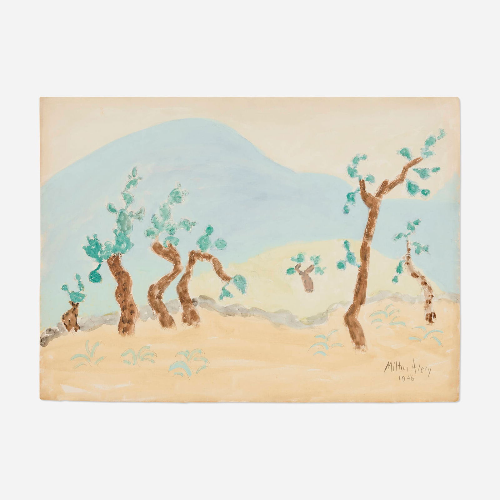 Milton Avery, Untitled: Milton Avery Untitled 1946 watercolor on paper 22.5 h x 31 w in (57 x 79 cm) Signed and dated to lower right 'Milton Avery 1946'. Provenance: Private Collection, Houston This work will ship