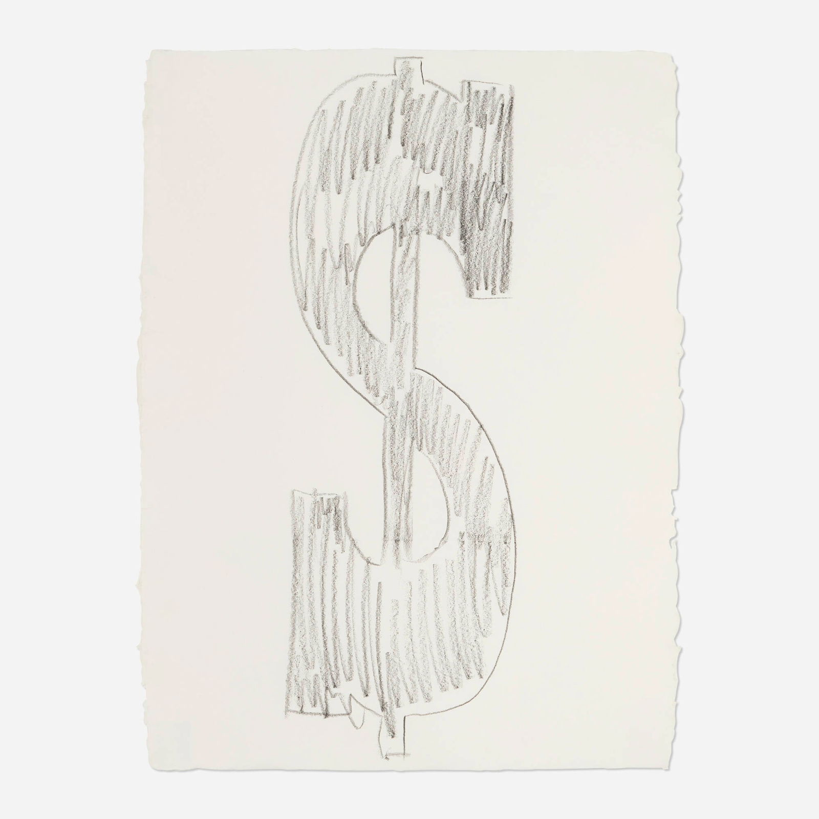 Andy Warhol, Dollar Sign: Andy Warhol Dollar Sign 1981 graphite on paper 31.5 h x 23.625 w in (80 x 60 cm) Inscribed to verso '24.012' with artist's stamp. This work is unique. Sold with a certificate from the Andy Warhol