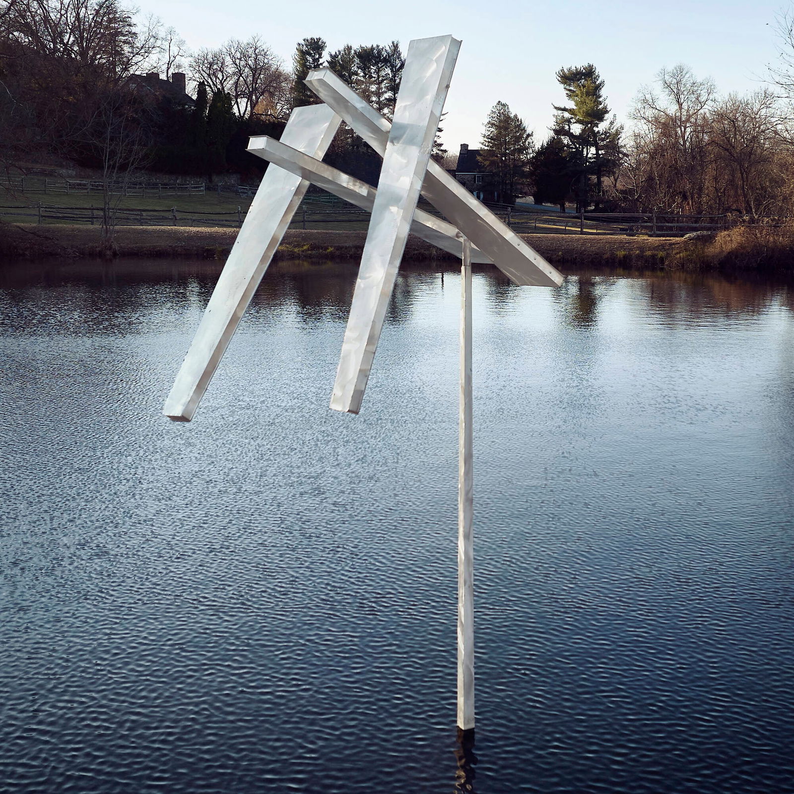 George Rickey, Four Trapezoids as Two Rectangles III: George Rickey Four Trapezoids as Two Rectangles III 1986stainless steel 170.5 h x 130 w x 35 d in (433 x 330 x 89 cm) This work is number 1 from the edition of 3. Provenance: