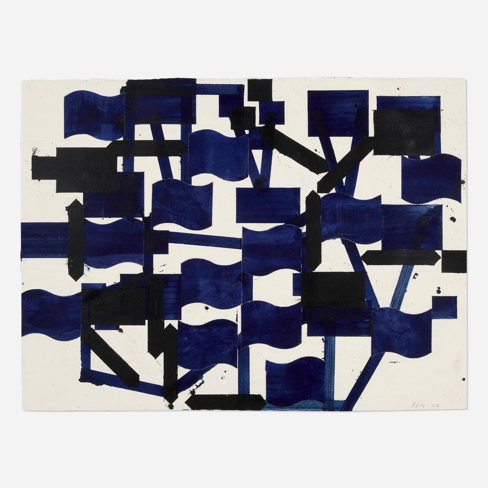 Barry Le Va, Plan View for Double Tiered Sculpture: Barry Le Va Plan View for Double Tiered Sculpture 2002 ink and collaged paper on Waterford 22.5 h x 30 w in (57 x 76 cm) Signed and dated to lower right 'B. Le Va 02'. Provenance: Danese Gallery,