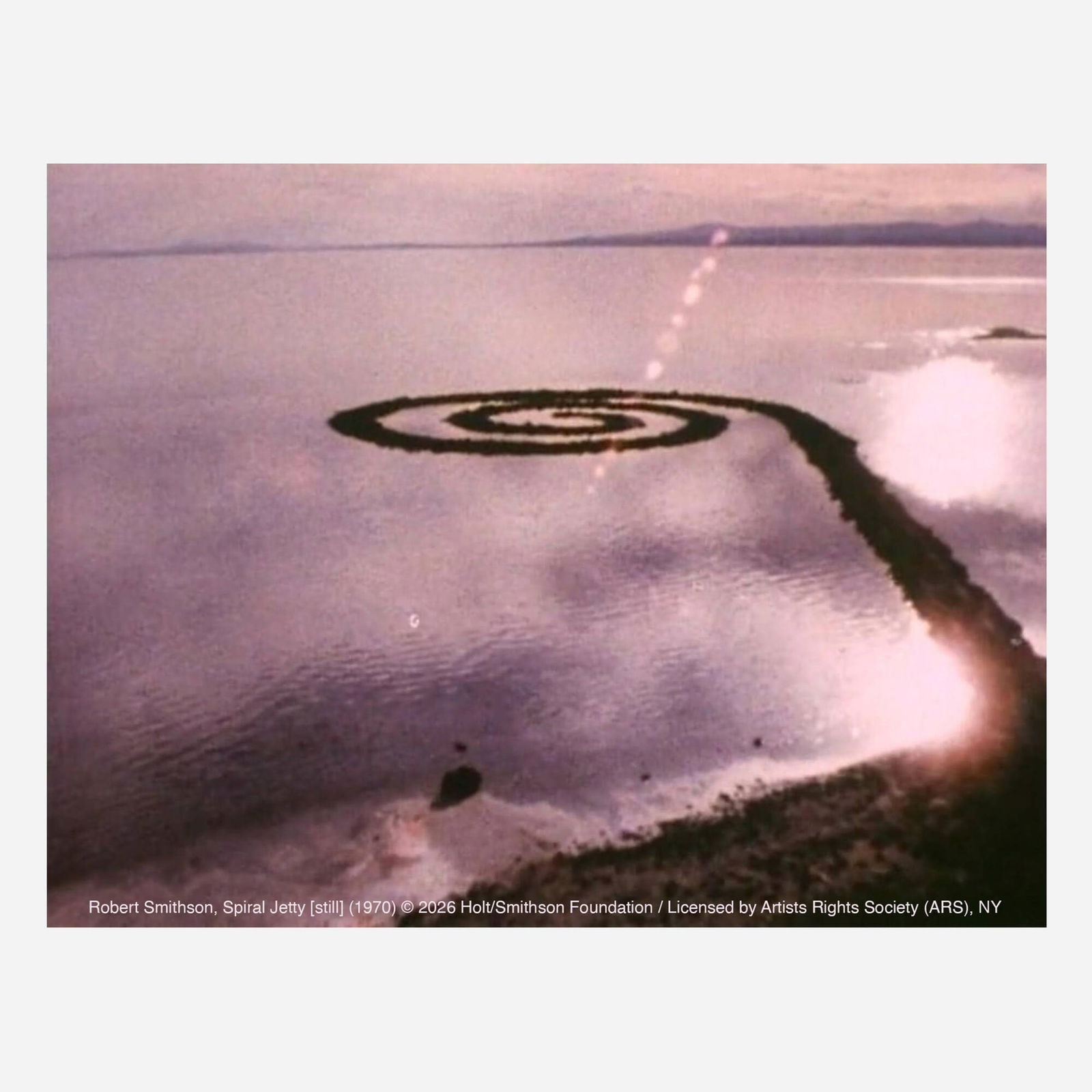 Robert Smithson, Spiral Jetty (Film): Robert Smithson Spiral Jetty (Film) 1970 16 mm film reel in original box 2 h x 13.5 w x 13.5 d in (5 x 34 x 34 cm) Provenance: John Weber Gallery, New York | Acquired from the previous c. 1975,