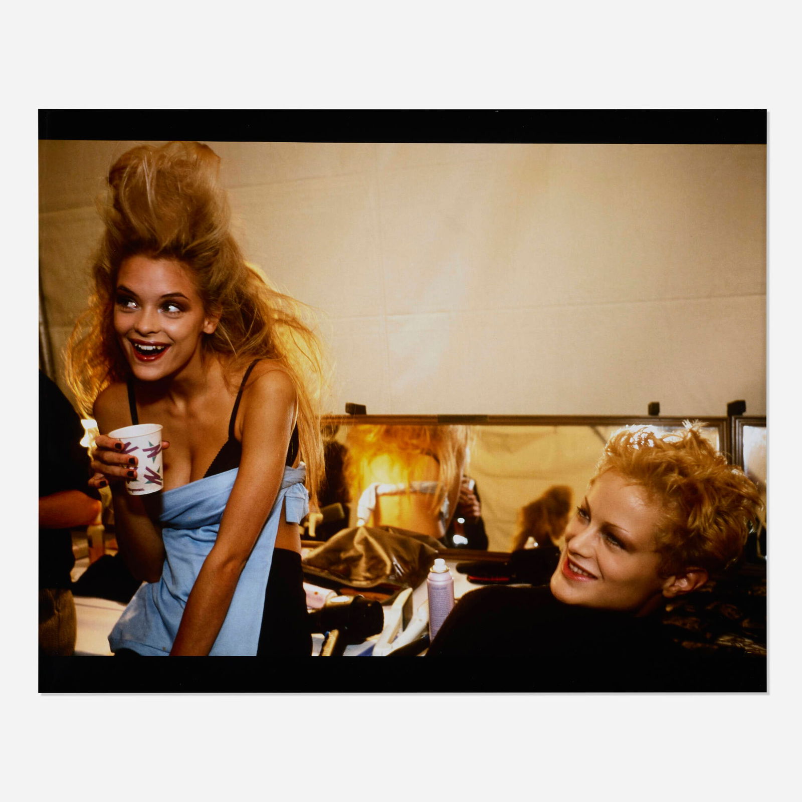 Nan Goldin, James + Carolyn Murphy backstage: Ghost Show NYC: Nan Goldin James + Carolyn Murphy backstage: Ghost Show NYC (from the James King: Supermodel series) 1995 Cibachrome print image: 14 h x 19.75 w in (36 x 50 cm) sheet: 15.75 h x 19.75 w in (40 x 50