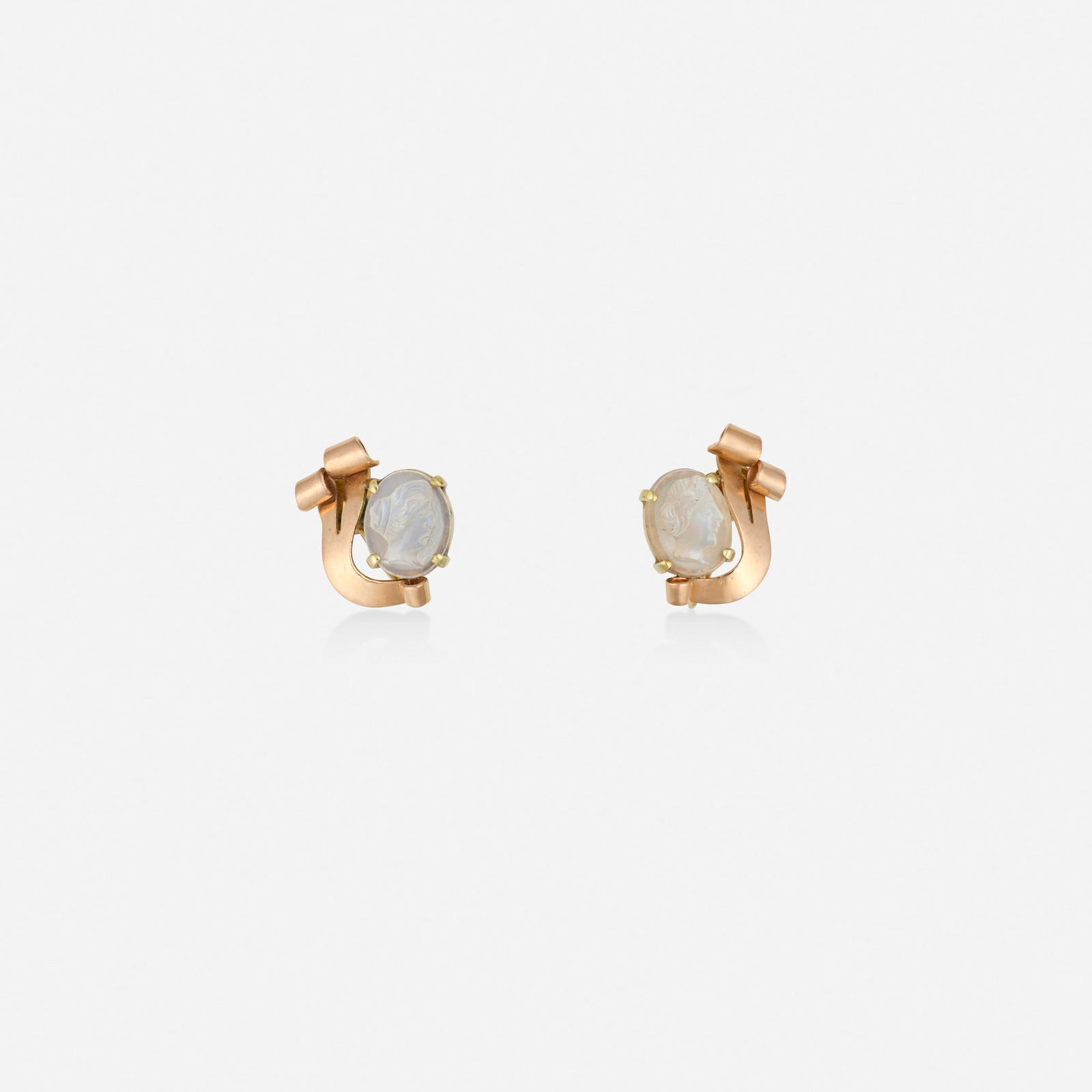 Moonstone and bicolor gold earrings (1 of 2)