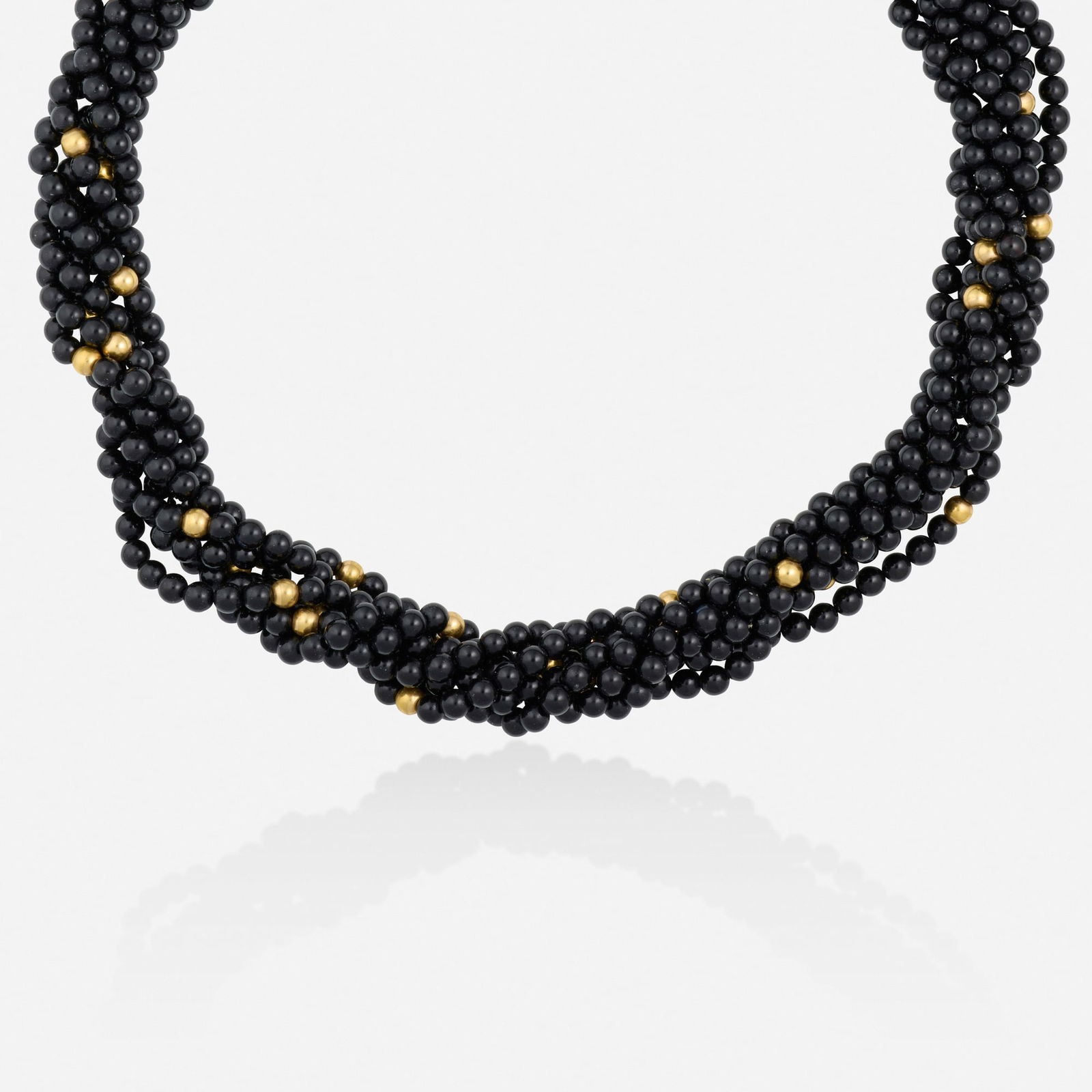Black onyx, mabe pearl, and gold necklace (1 of 2)