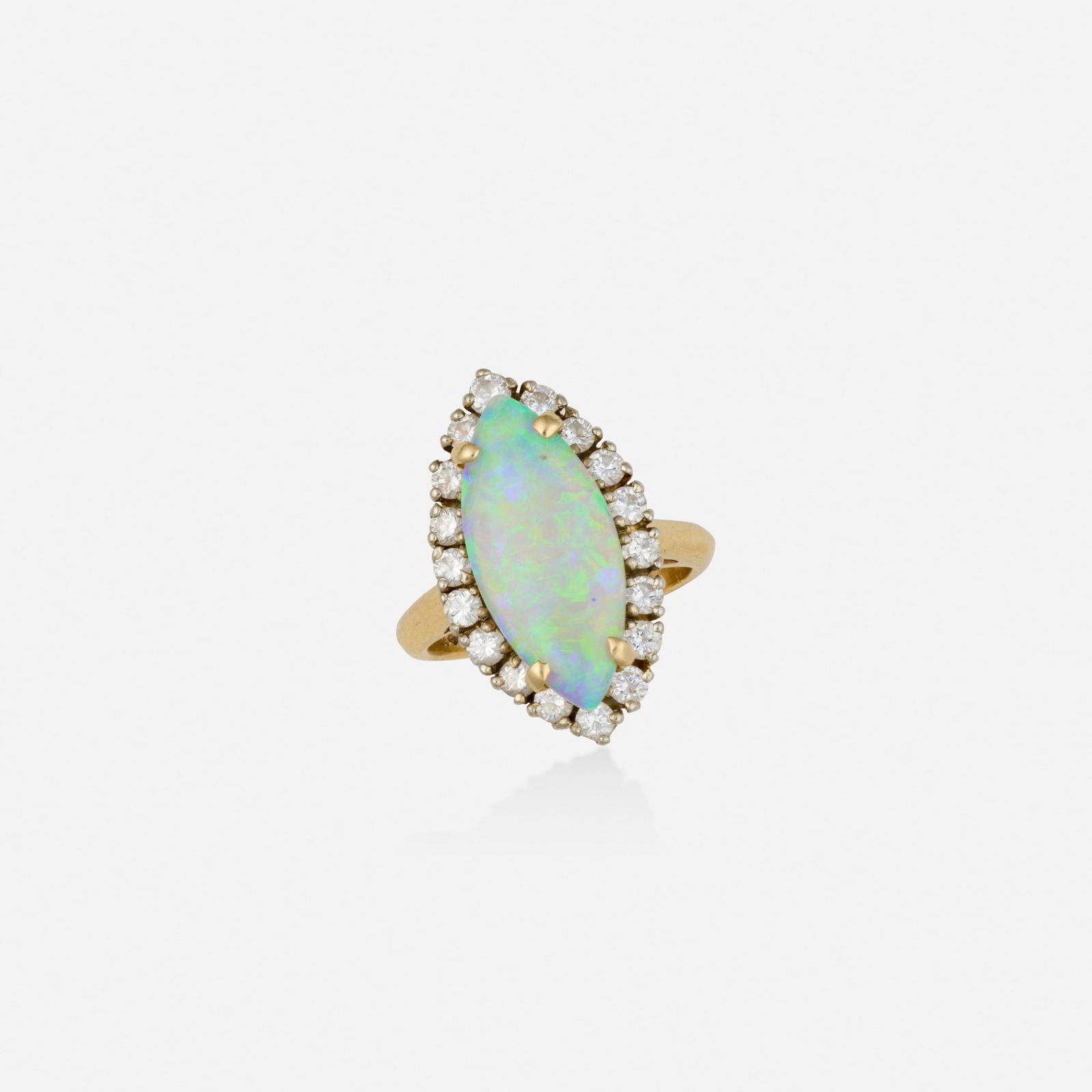 Opal, diamond, and gold ring (1 of 1)