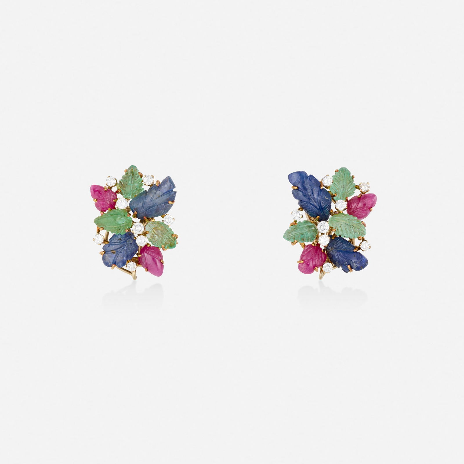 Multi-gem, diamond, and gold earrings (1 of 2)