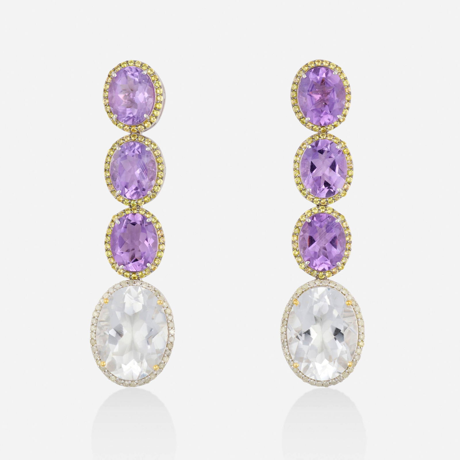 Multi-gem and diamond earrings (1 of 2)