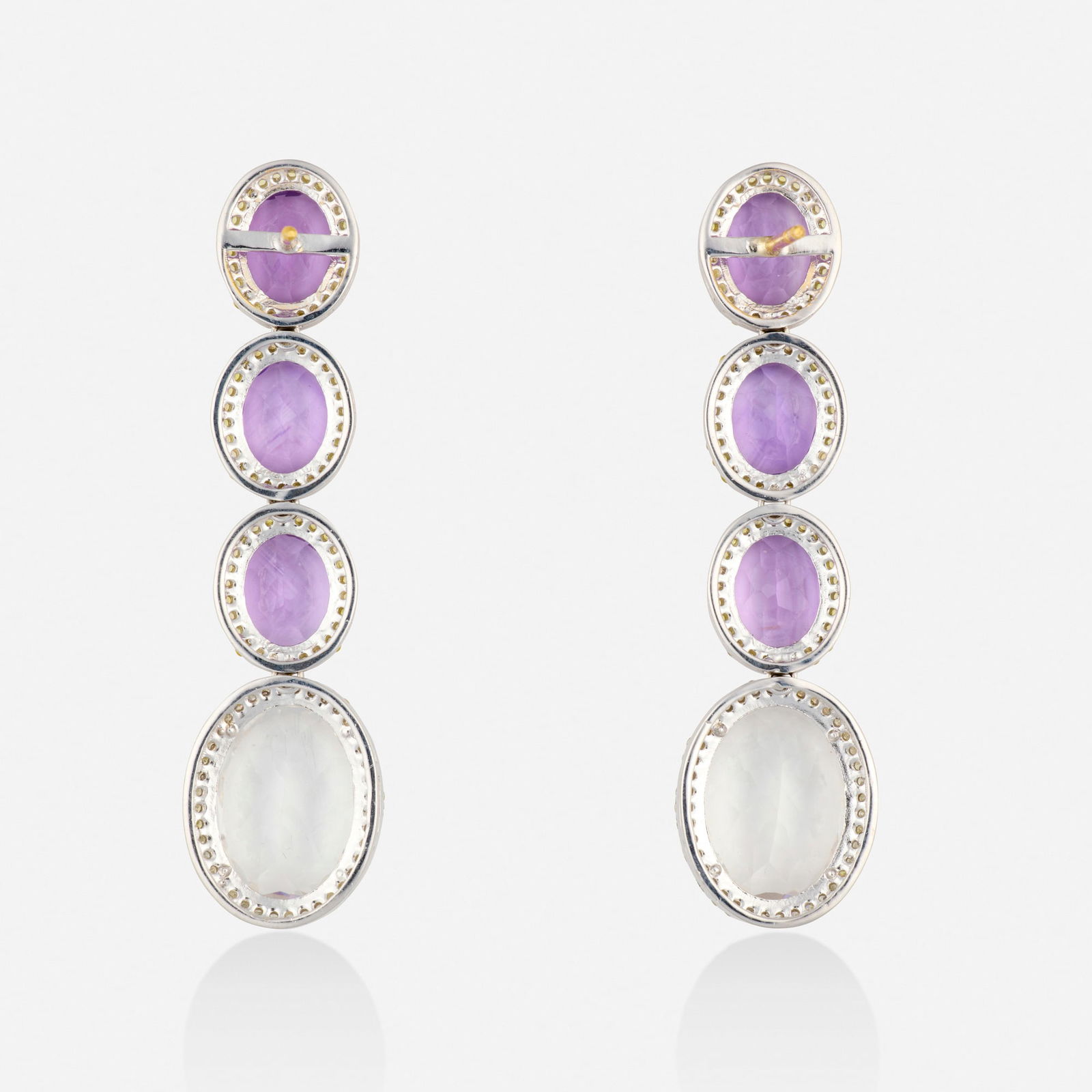 Multi-gem and diamond earrings - 2