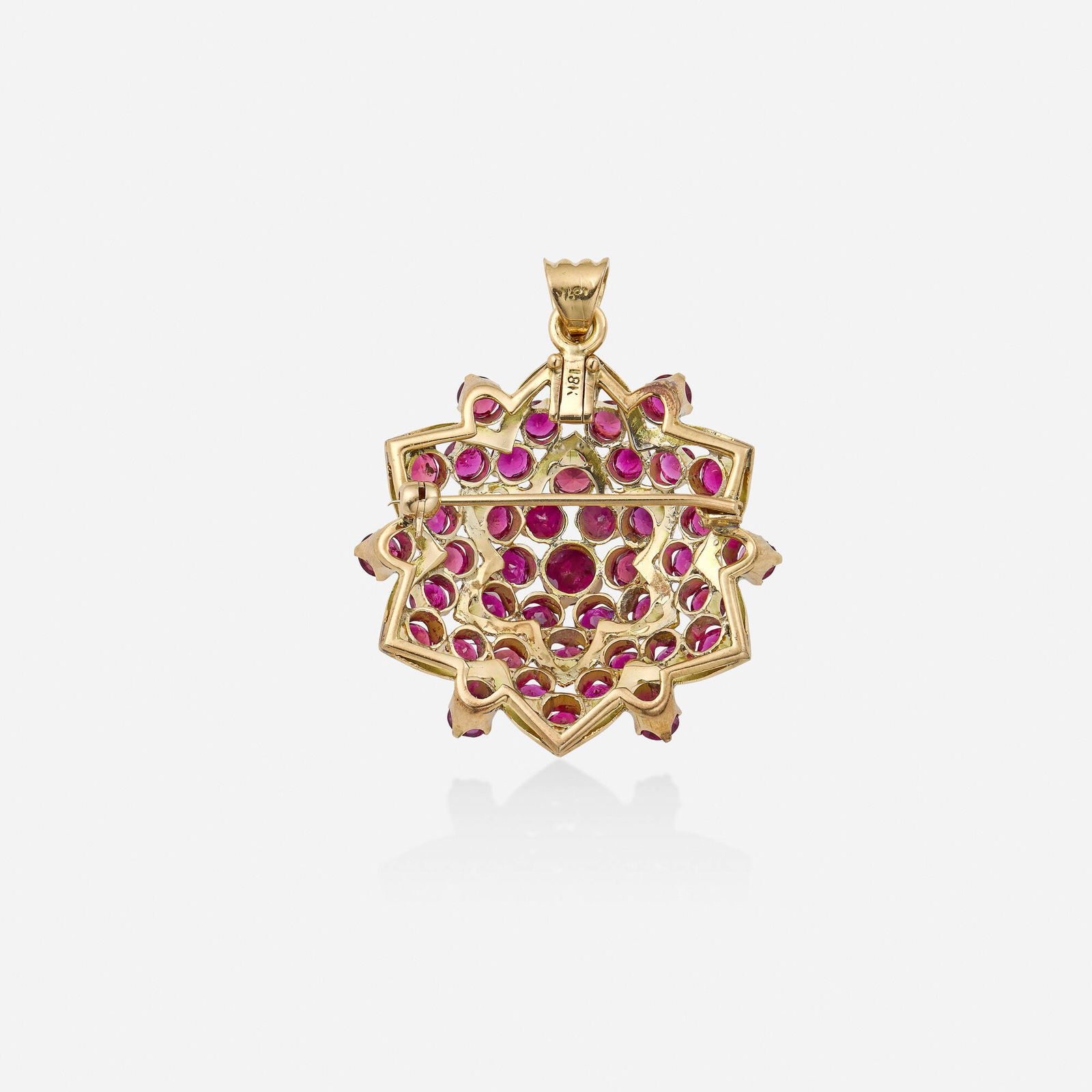 Ruby and gold pendant brooch - 2