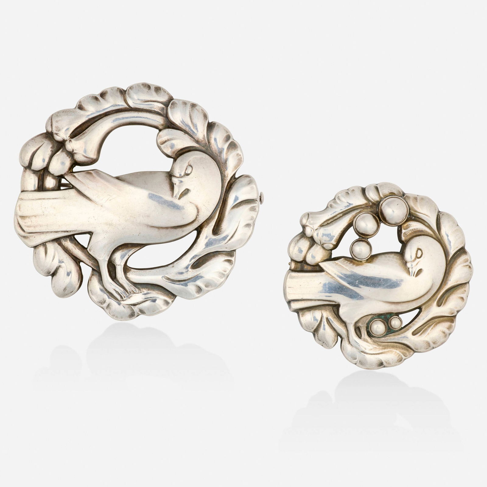 Georg Jensen, Two sterling silver brooches (1 of 2)