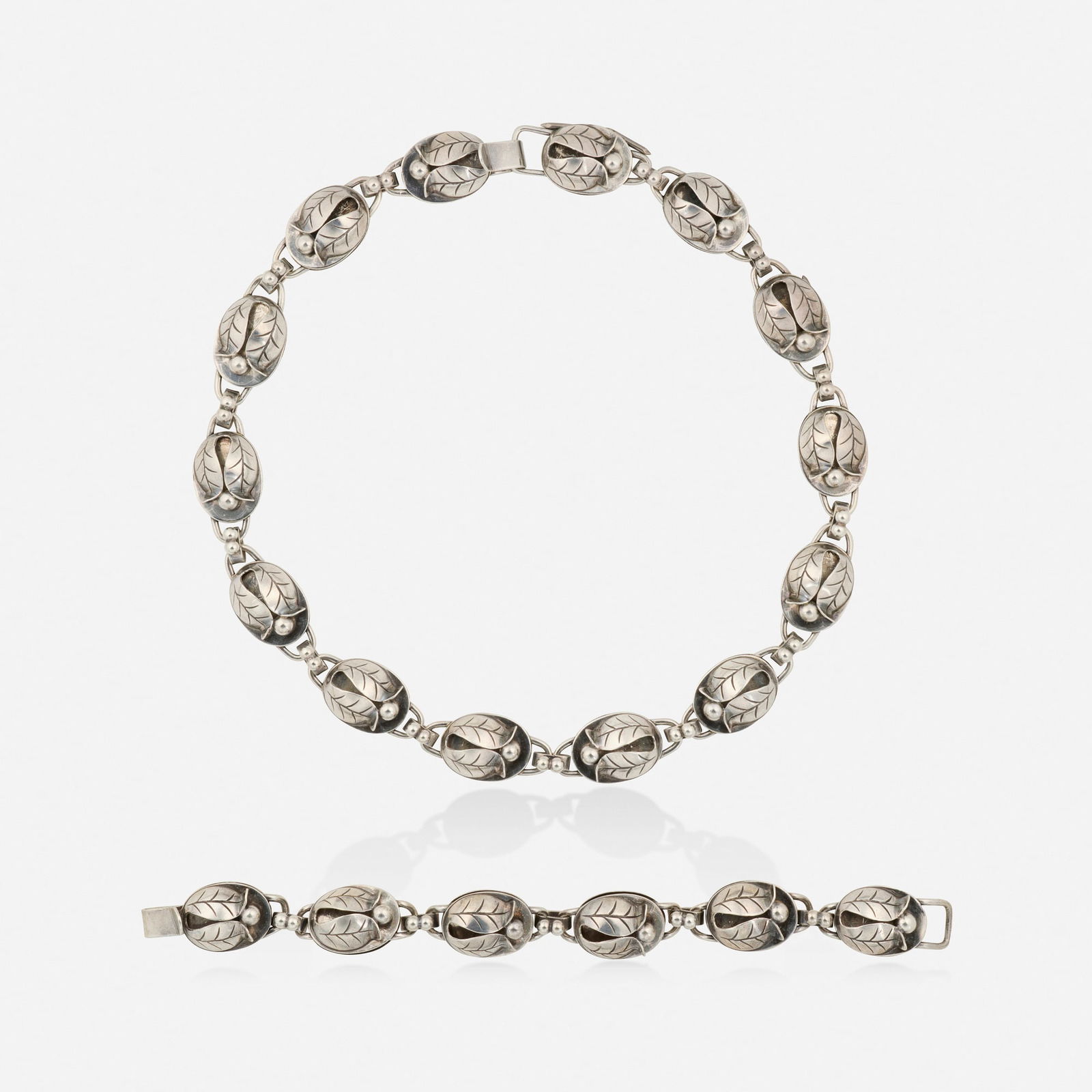 Georg Jensen, Sterling silver necklace and bracelet (1 of 2)