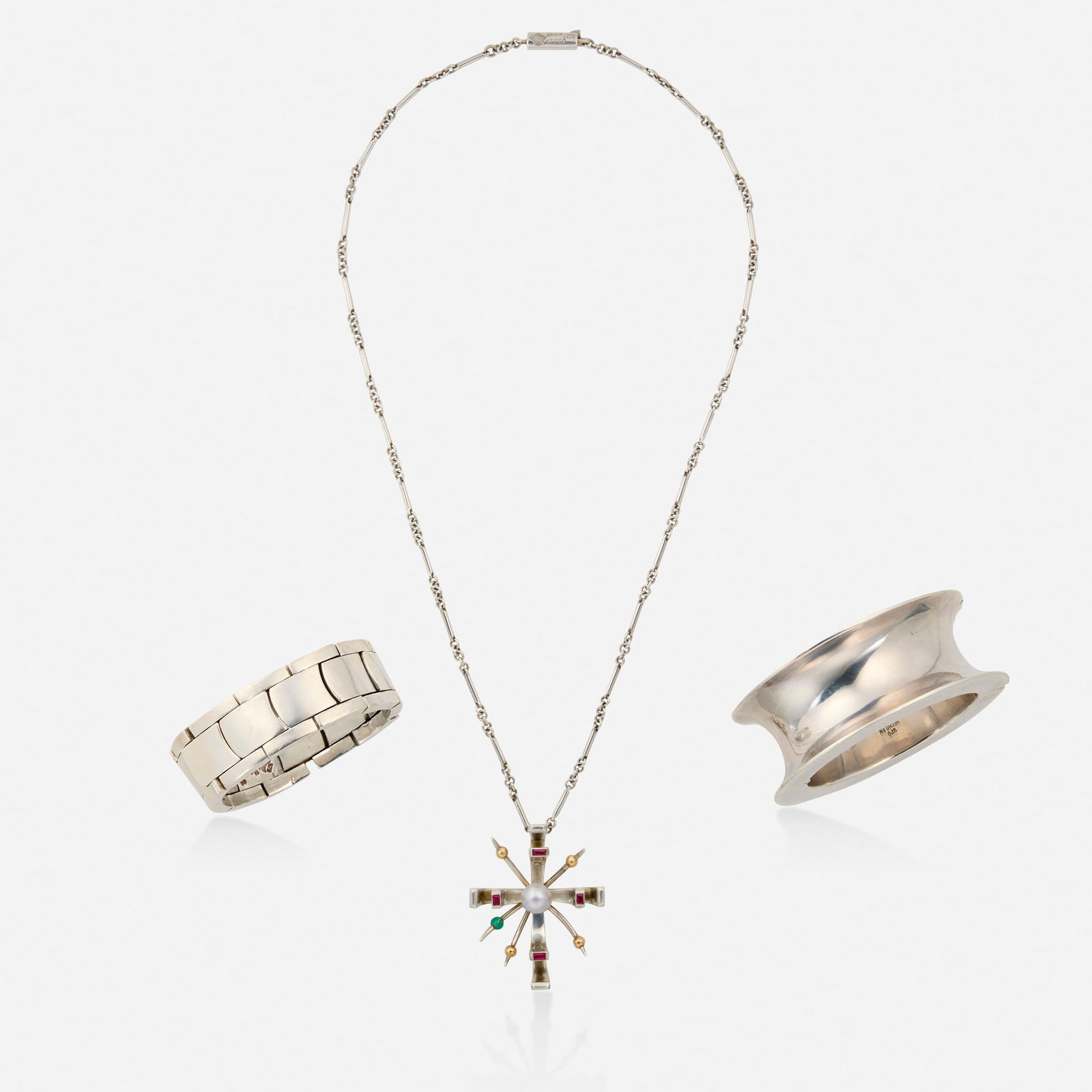 Antonio Pineda, Group of silver jewelry: Antonio Pineda Group of silver jewelry The present work is from the collection of Sandraline Cederwall, author of Spratling Silver, published by Chronicle Books in 2000. Comprising a one-of-a-kind