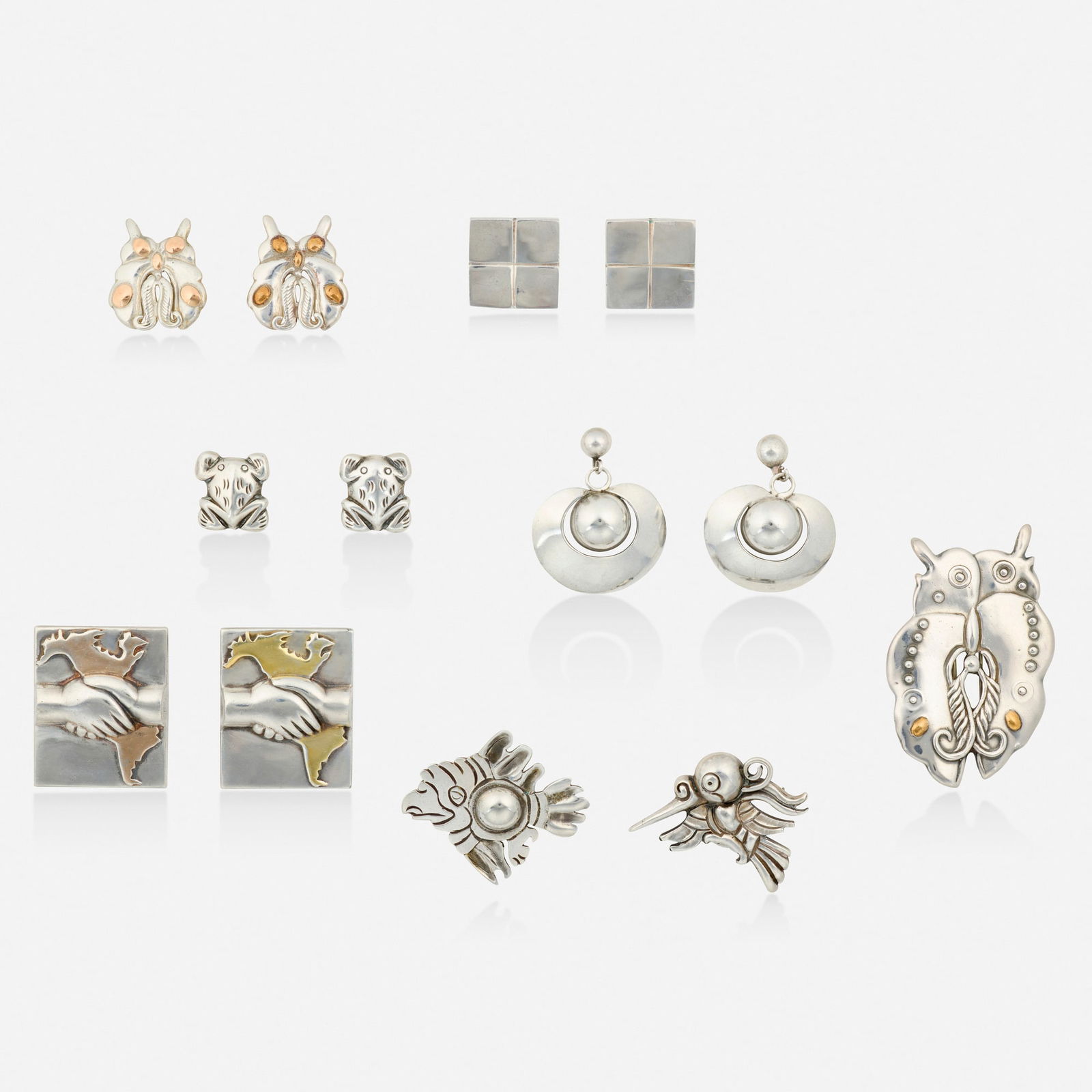 William Spratling, Group of silver jewelry: William Spratling Group of silver jewelry The present work is from the collection of Sandraline Cederwall, author of Spratling Silver, published by Chronicle Books in 2000. Comprising five brooches