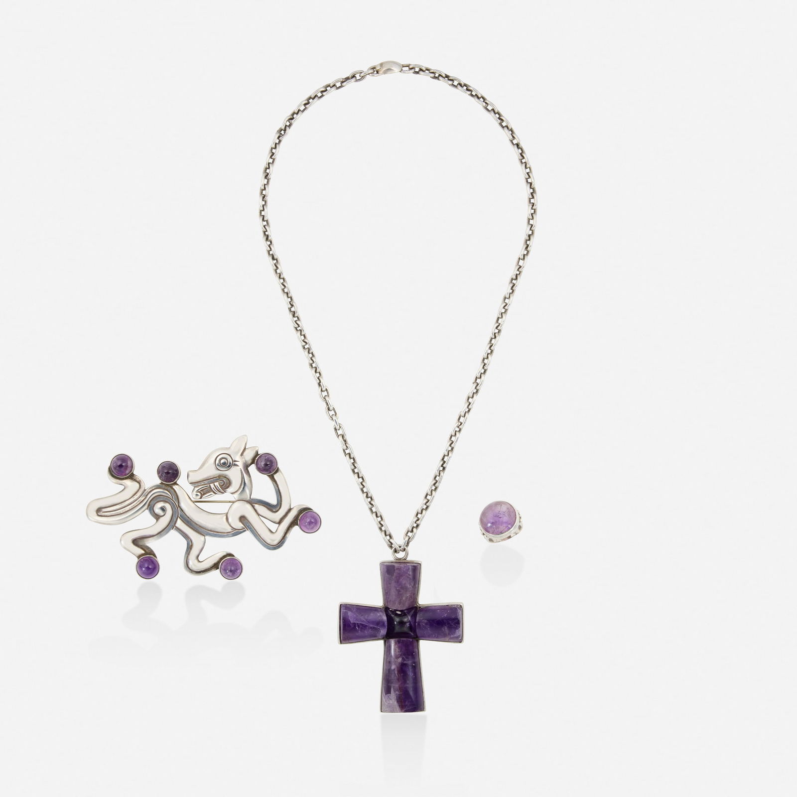 William Spratling, Group of amethyst and silver jewelry: William Spratling Group of amethyst and silver jewelry The present work is from the collection of Sandraline Cederwall, author of Spratling Silver, published by Chronicle Books in 2000, in which
