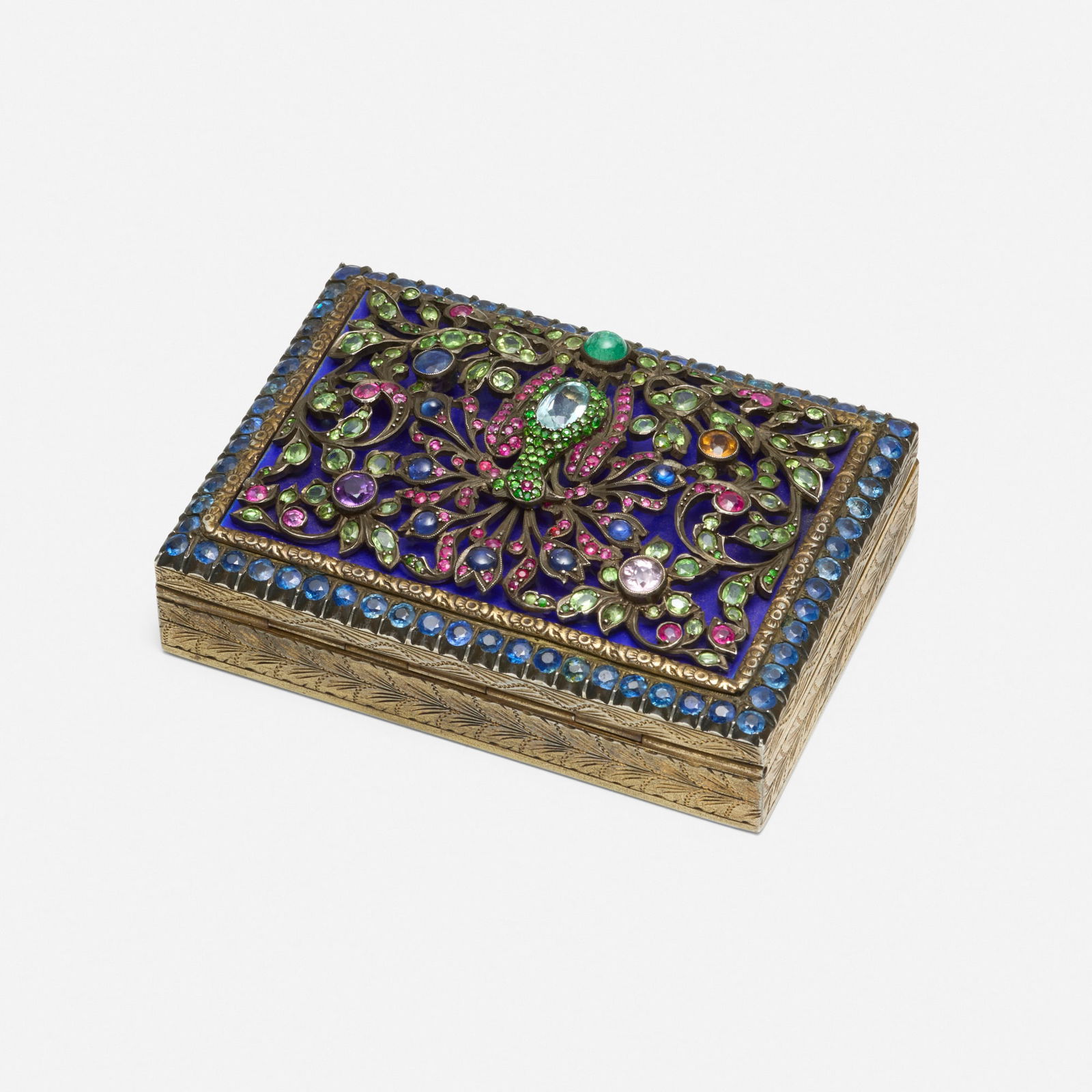 Multi-gem and silver-gilt box - 3