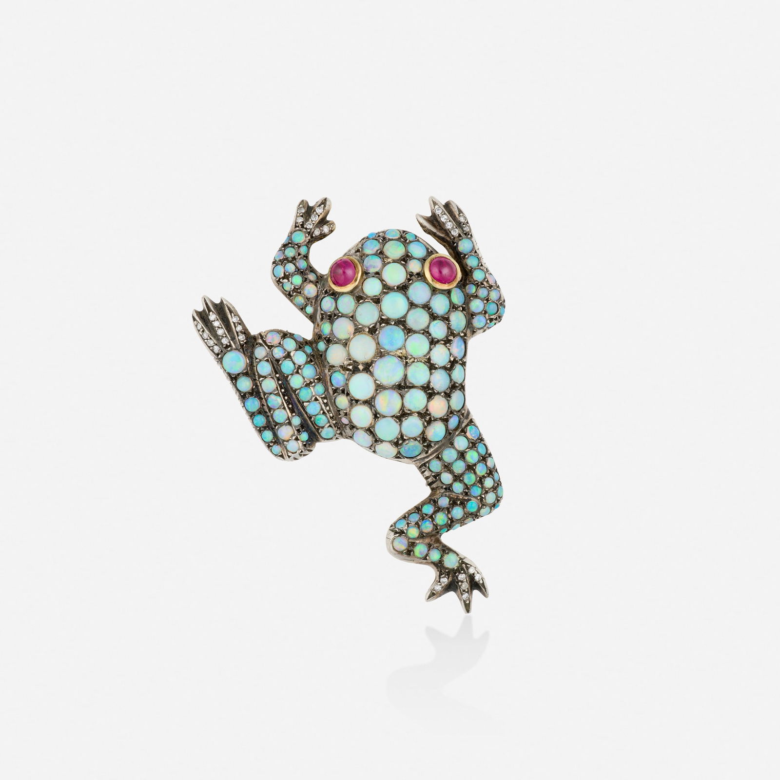 Opal, ruby, and diamond brooch (1 of 2)