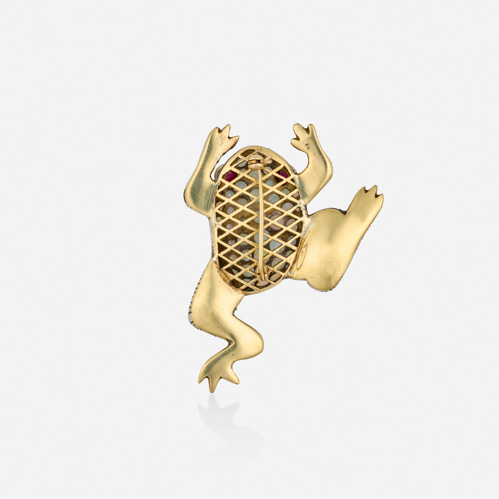 Opal, ruby, and diamond brooch - 2