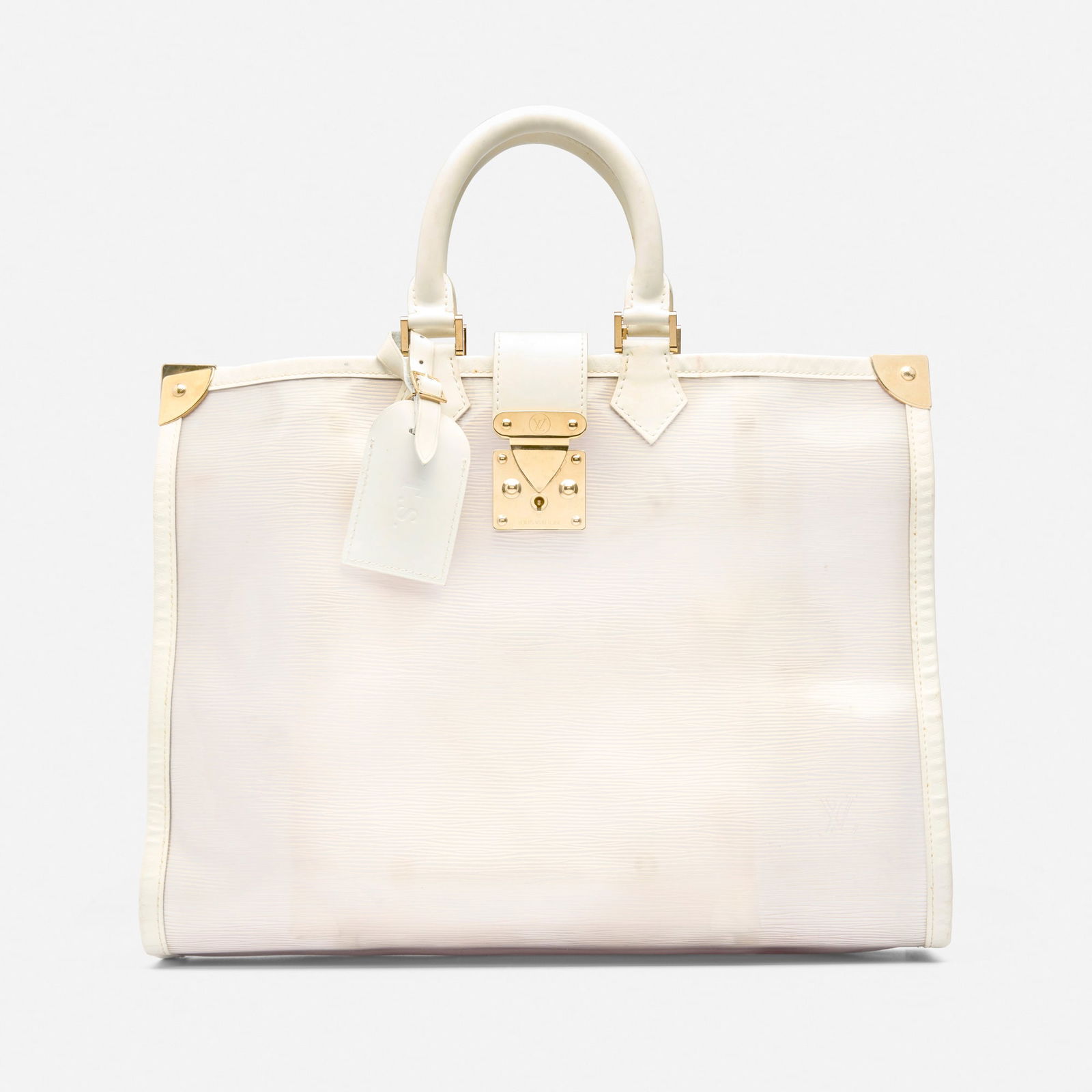 Louis Vuitton, 'Epi Plage' beach bag collection: Louis Vuitton 'Epi Plage' beach bag collection Vinyl, leather, metal Signed Louis Vuitton 15.50 x 16.50 in Sold with dust bag This work will ship from Lambertville, New Jerse
