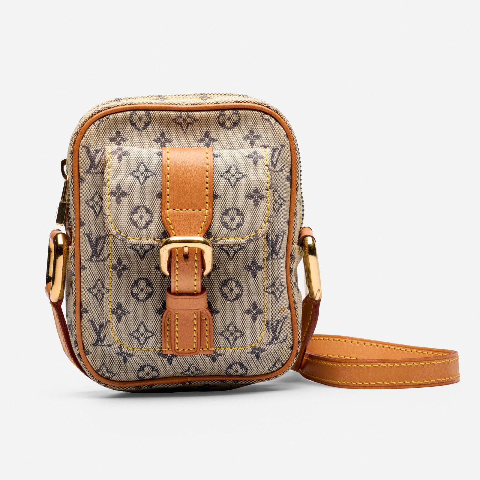 Louis Vuitton, 'Juliette PM' crossbody bag: Louis Vuitton 'Juliette PM' crossbody bag Navy Monogram Mini Lin Canvas, leather, metal Signed Louis Vuitton 4.50 x 2 x 25 in Sold with dust bag This work will ship from L