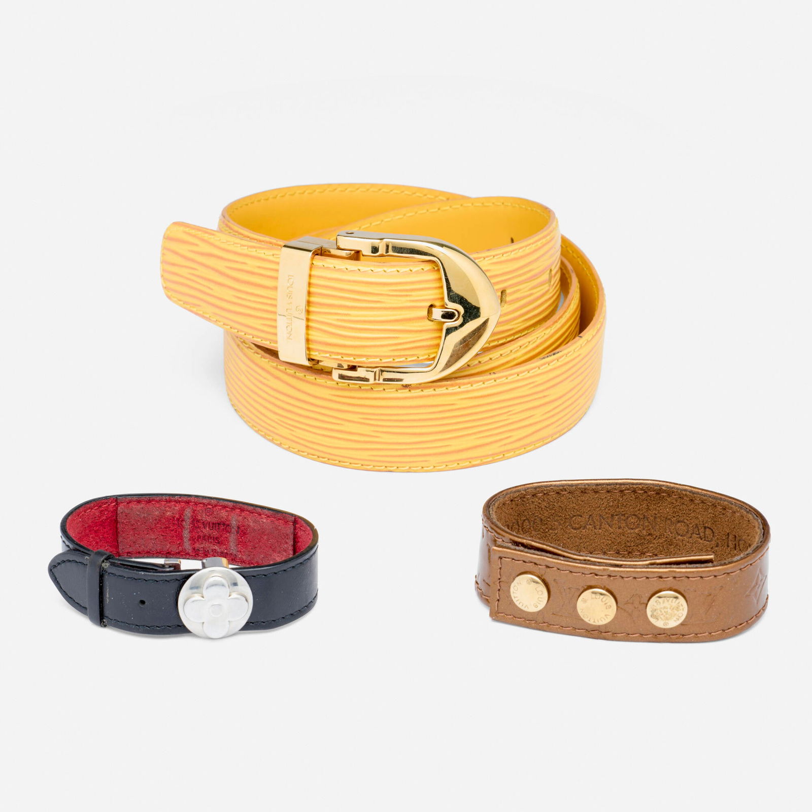 Louis Vuitton, Two leather bracelets and belt (1 of 1)