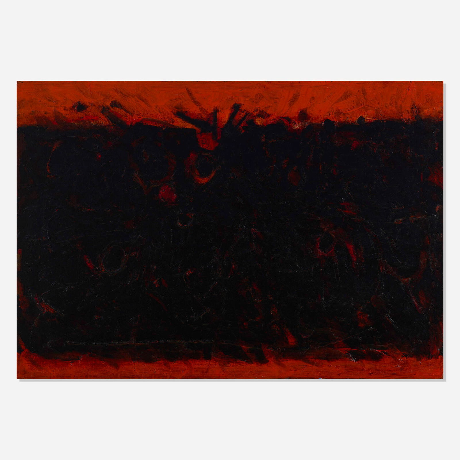 Lawrence Calcagno, Paris: Lawrence Calcagno Paris 1954 oil on canvas 25.5 h x 36.125 w in (65 x 92 cm) Signed, titled and dated to verso 'Calcagno Paris 1954'. Provenance: Collection of Kenny Karen, New York | Edwin A.