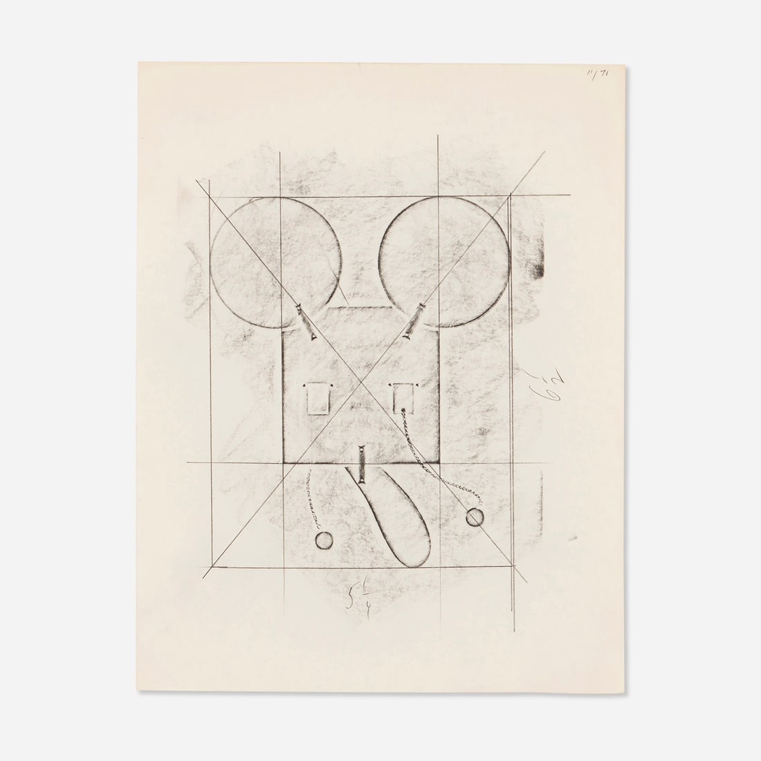 Claes Oldenburg, Notebook Page: Geometric Mouse: Claes Oldenburg Notebook Page: Geometric Mouse 1971 graphite on paper 10.875 h x 8.375 w in (28 x 21 cm) Dated to upper right '11/71'. This work will ship from Lambertville, New Jersey.