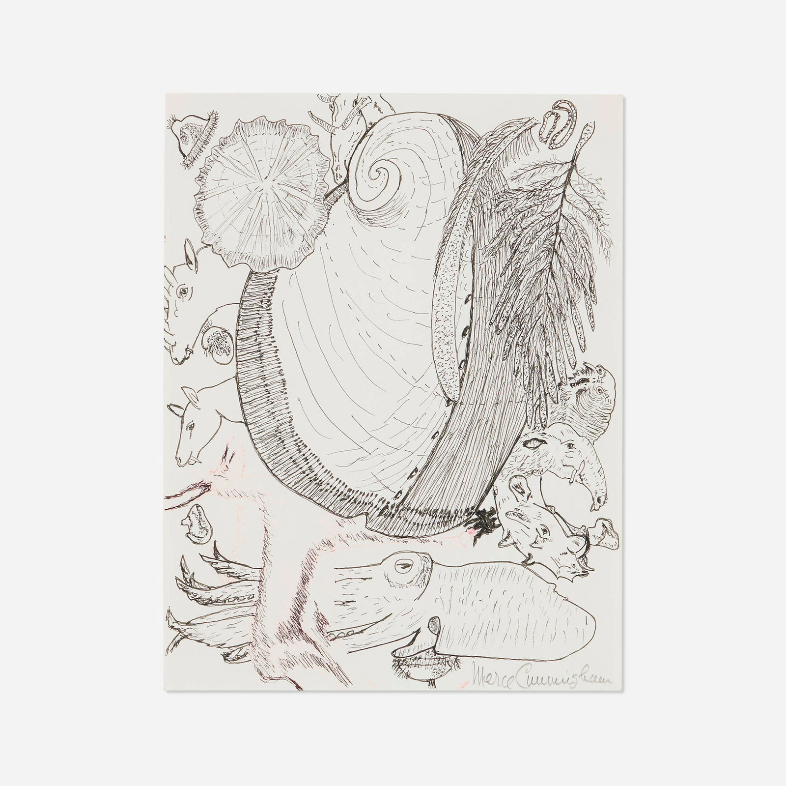 Merce Cunningham, Untitled (5-3-97 #1): Merce Cunningham Untitled (5-3-97 #1) ink on paper 11 h x 8.375 w in (28 x 21 cm) Signed to lower right 'Merce Cunningham'. Provenance: Margarete Roeder Gallery, New York | Private Collection 