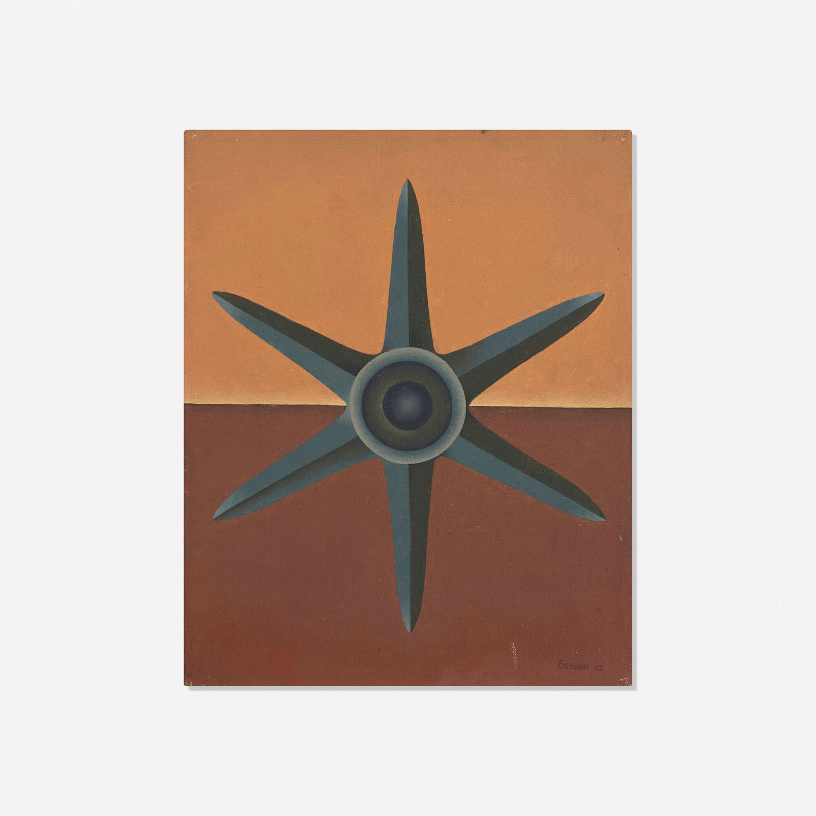 Barbara Ostlihn, Star: Barbara Ostlihn Star 1963 oil on canvas 11 h x 9 w in (28 x 23 cm) Signed and dated to lower right 'Ostlihn 63'. Signed, titled and dated to verso 'Ostlihn Star 1963'. Provenance: Cordier &