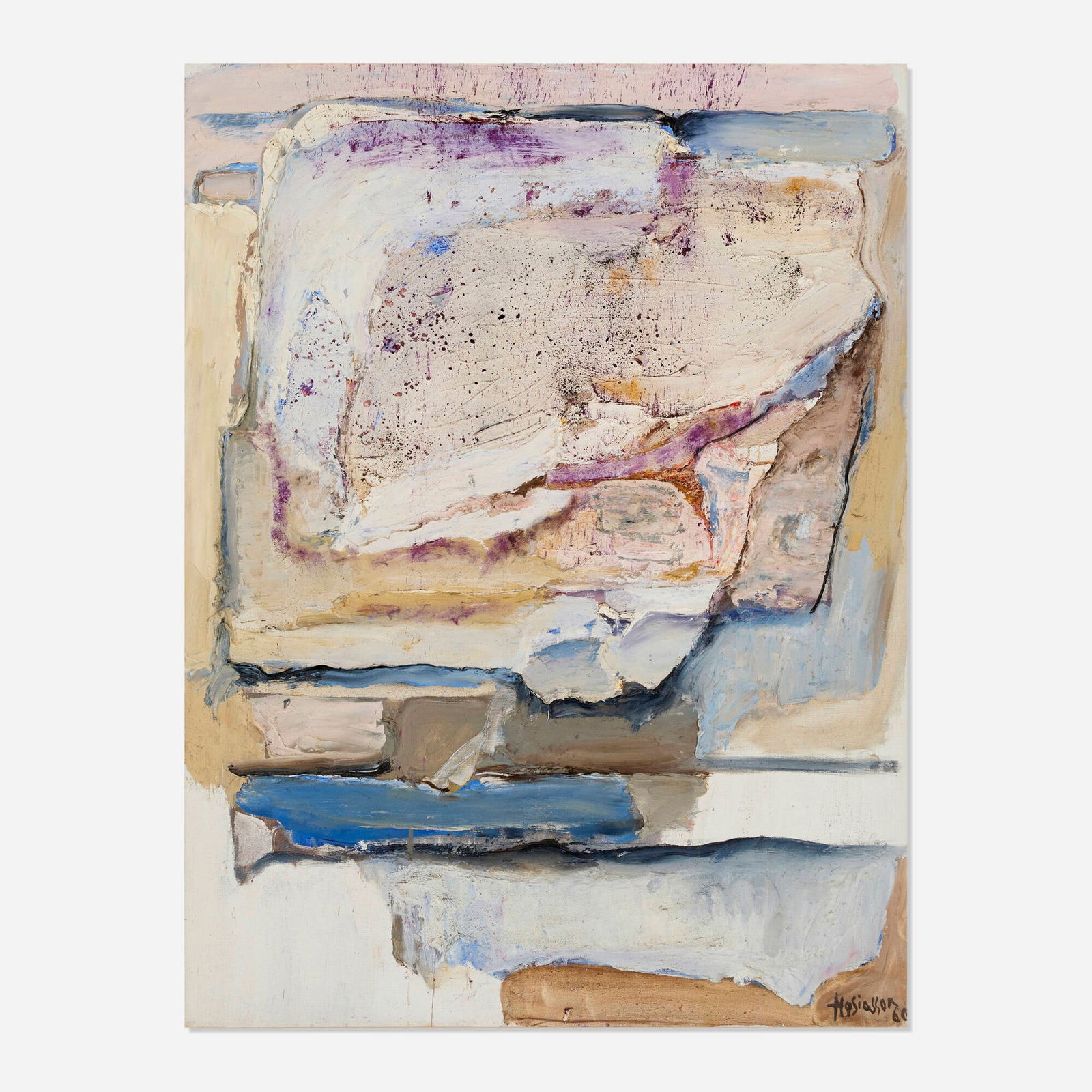 Philippe Hosiasson, Untitled: Philippe Hosiasson Untitled 1960 oil on linen 45.5 h x 35 w in (116 x 89 cm) Signed and dated to lower right 'Hosiasson 60'. Signed, dated and inscribed to verso 'Hosiasson 1960 for my beloved