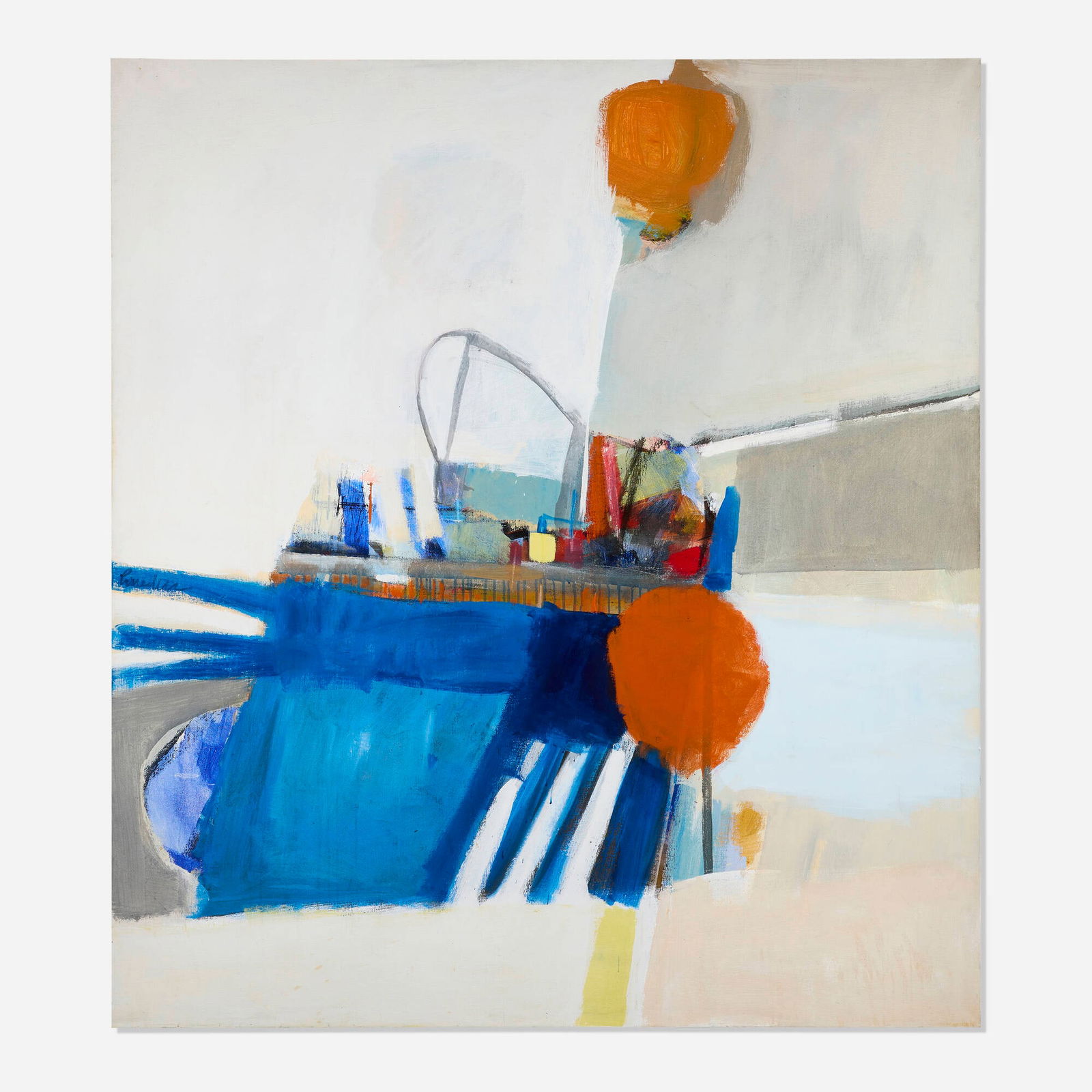 Jimmy Lueders, Composition: Jimmy Lueders Composition oil on canvas 74.5 h x 66.75 w in (189 x 170 cm) Signed to left edge 'Lueders'. This work will ship from Lambertville, New Jersey.