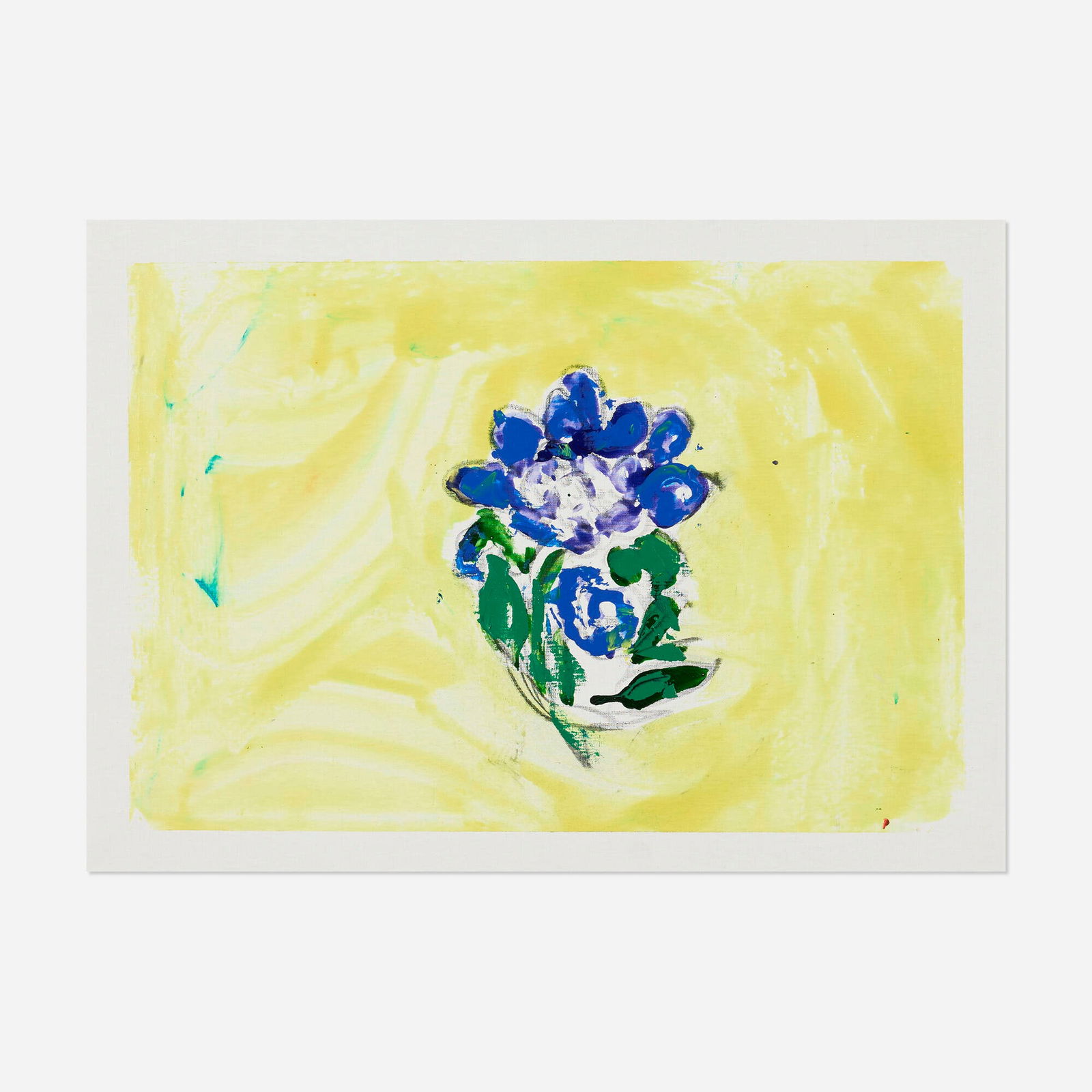 Mario Schifano, Single Bloom: Mario Schifano Single Bloom 1995 enamel and acrylic on canvas 20 h x 27.75 w in (51 x 70 cm) Signed to verso 'Schifano'. This work is registered in the Fondazione Mario Schifano archives as No.