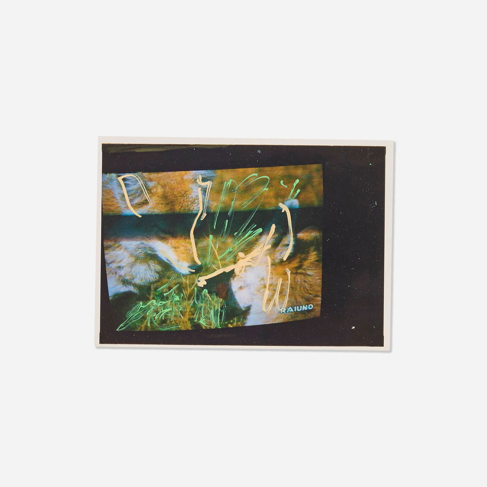 Mario Schifano, Untitled: Mario Schifano Untitled 1990-97 gouache on C-print 4.625 h x 6.5 w in (12 x 17 cm) Signed to verso 'Mario Schifano'. Sold with a certificate of authenticity from Fondazione Mario Schifano. 