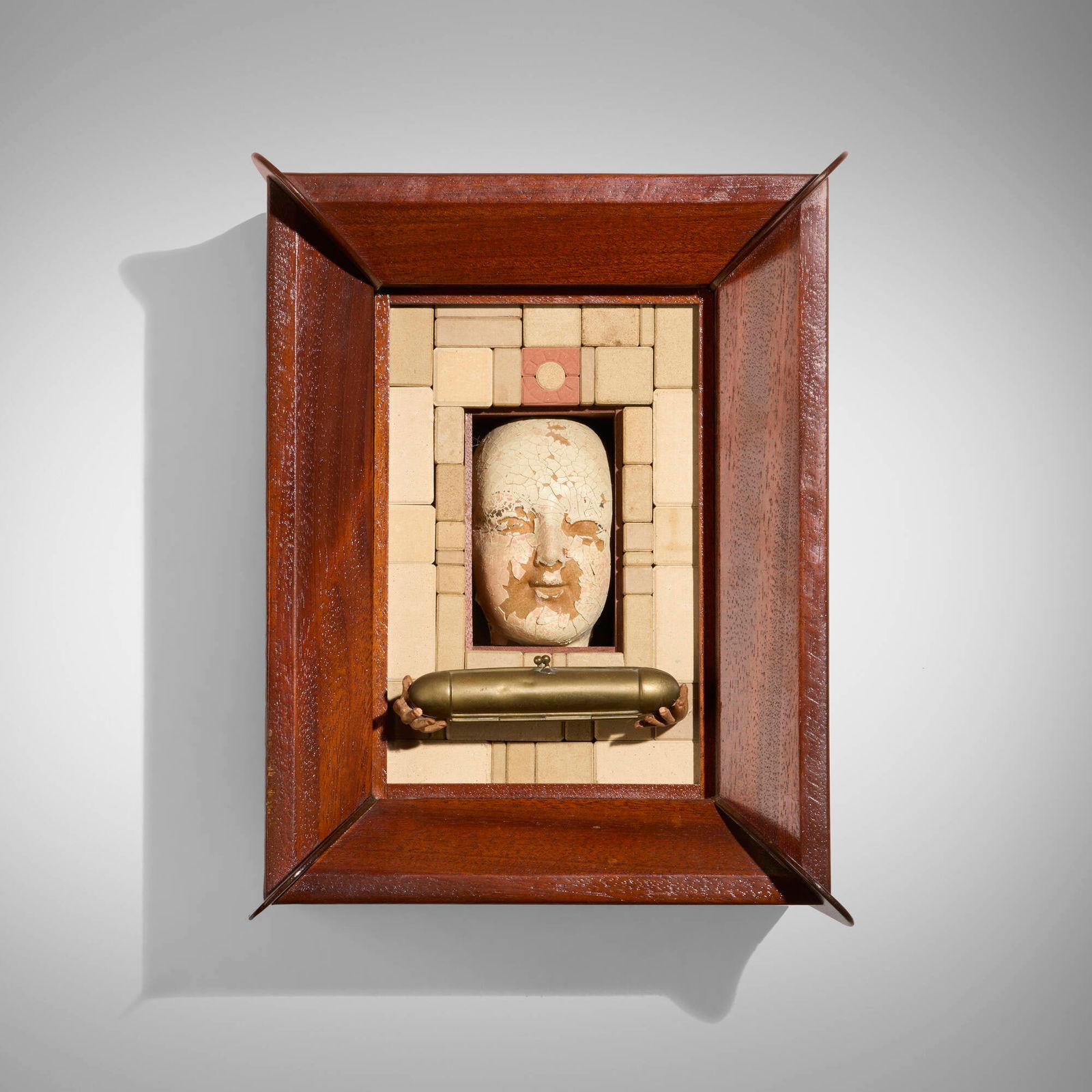 Varujan Boghosian, Delivery: Varujan Boghosian Delivery mixed media construction on wood in artist's frame 13 h x 10 w x 6.375 d in (33 x 25 x 16 cm) This work will ship from Lambertville, New Jersey.
