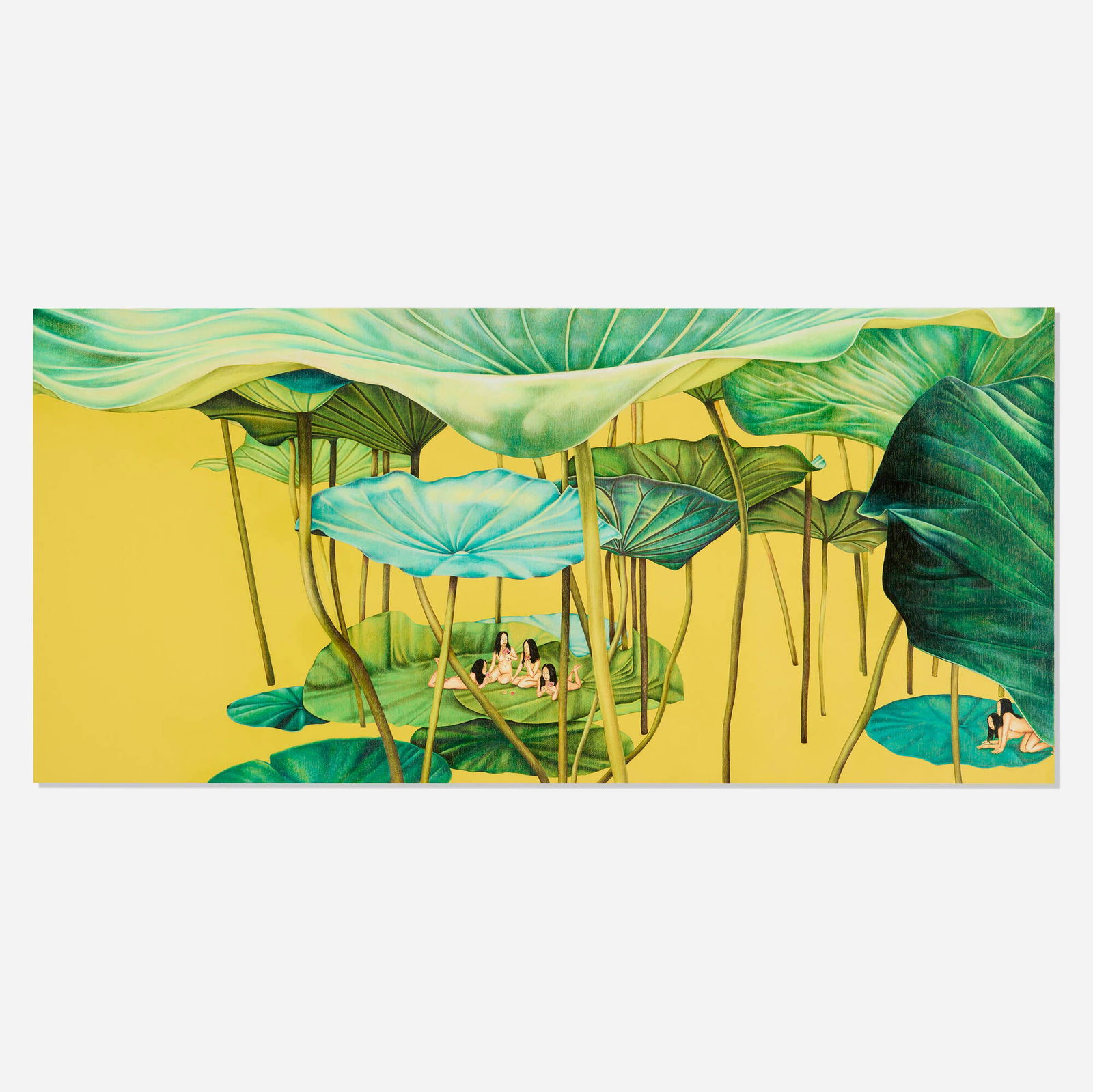 Su-En Wong, Golden Fable: Su-En Wong Golden Fable 2003 colored pencil and acrylic on panel 31.75 h x 68 w in (81 x 173 cm) Signed, titled and dated to verso 'Su-En Wong Golden Fable 2003'. Provenance: Zolla/Lieberman